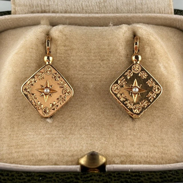 No reserve price - Earrings - 18 kt. Yellow gold Pearl
