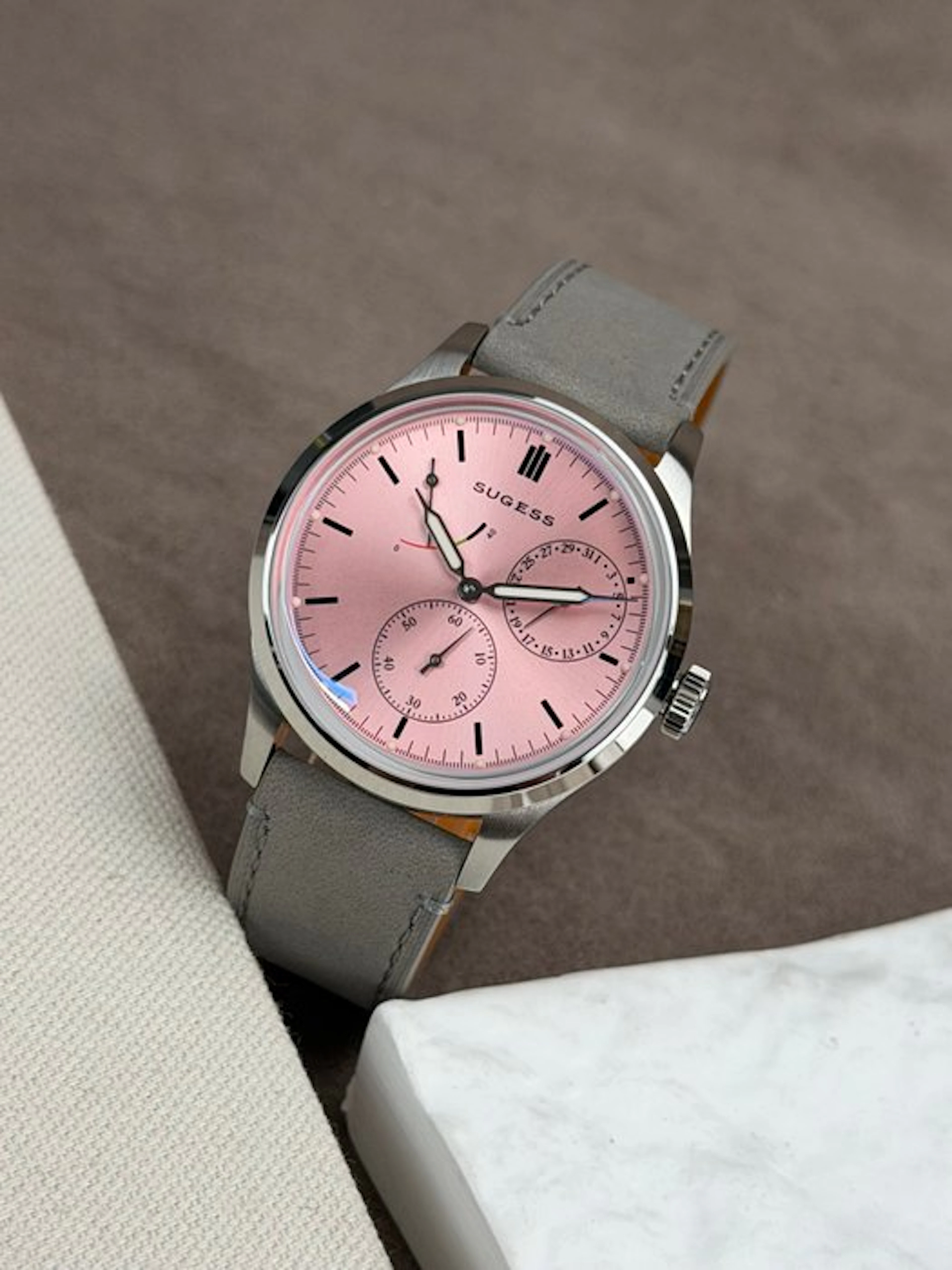 Sugess - Art Master AutomaticPower-Reserve Date Pink - No...