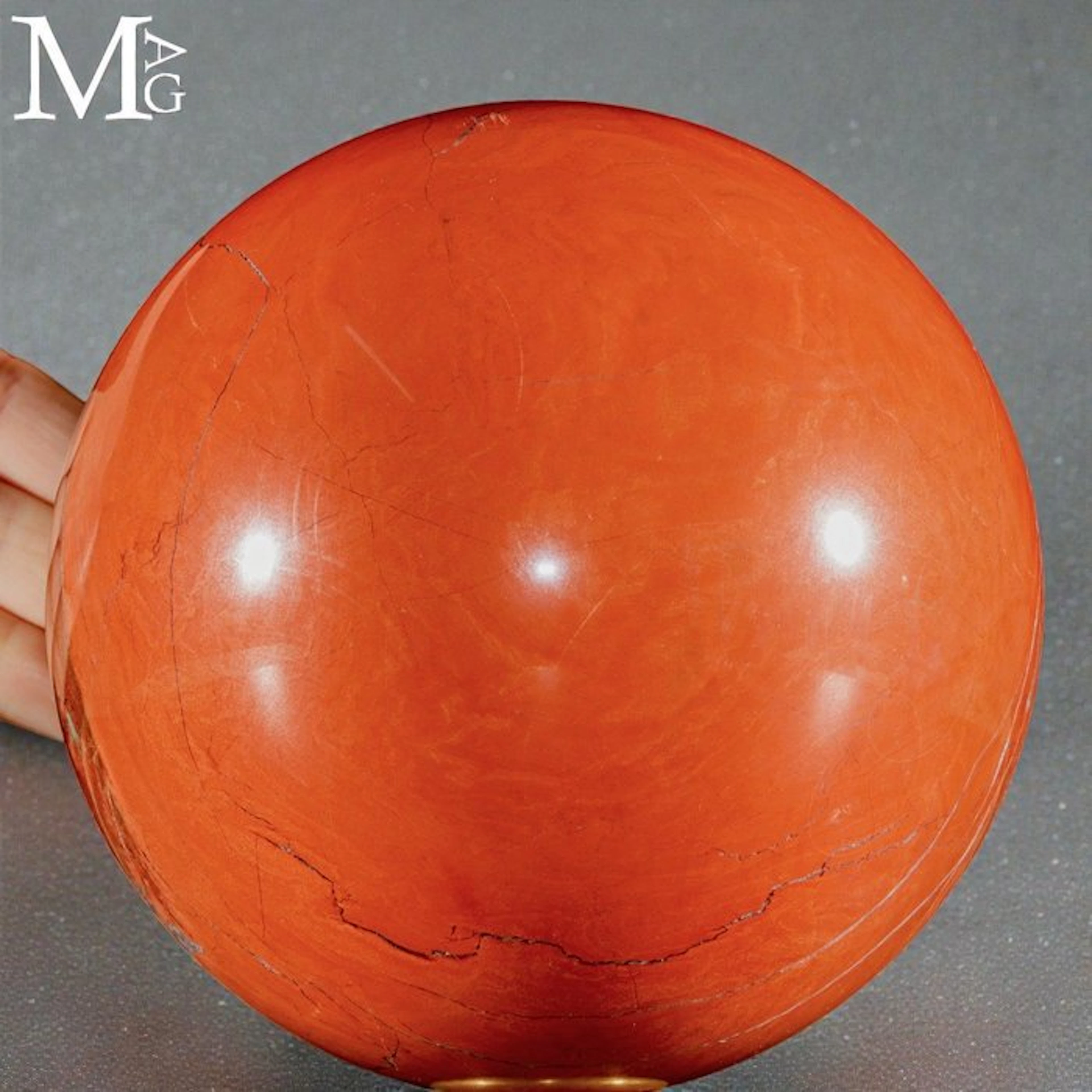 Large Red Jasper Sphere - Intense Fiery Hues Patterns...