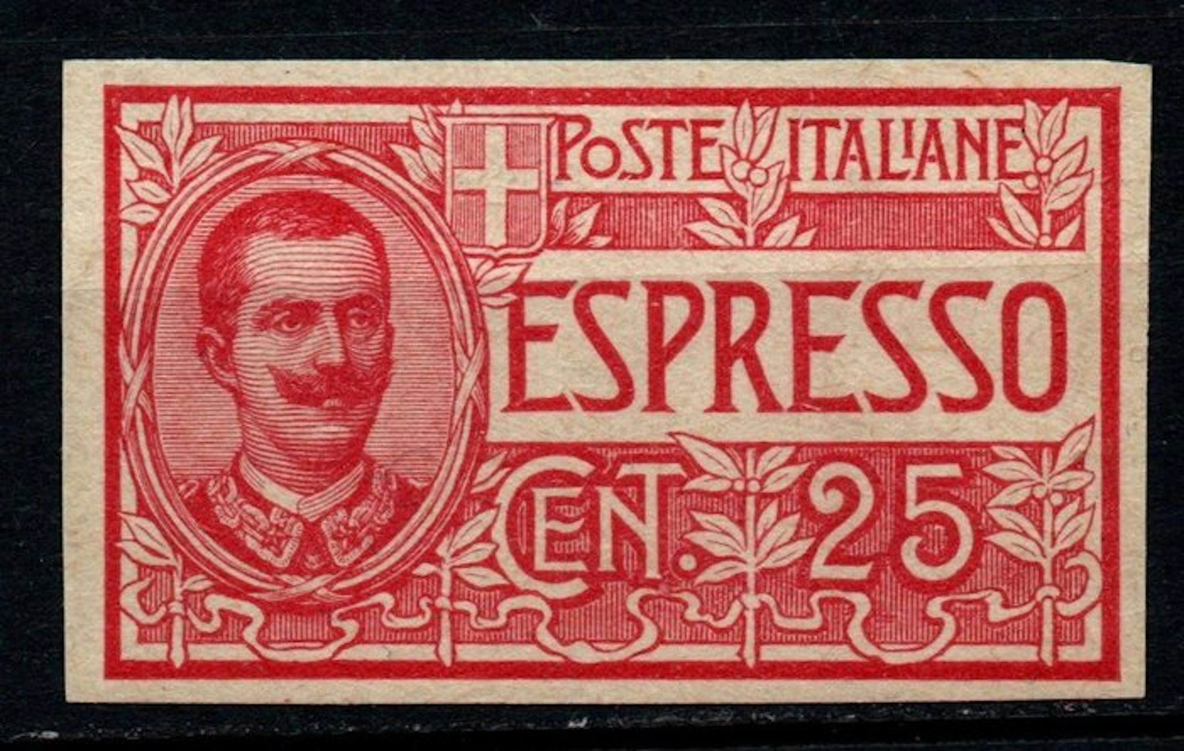 Italy Kingdom 1903 - Archival sample of the 25-cent espresso. - Sassone P1