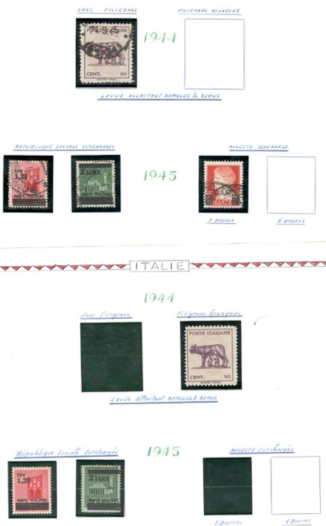 Italian Republic 1944/1945 - Small Collection of RSI on Album Pages - Sassone