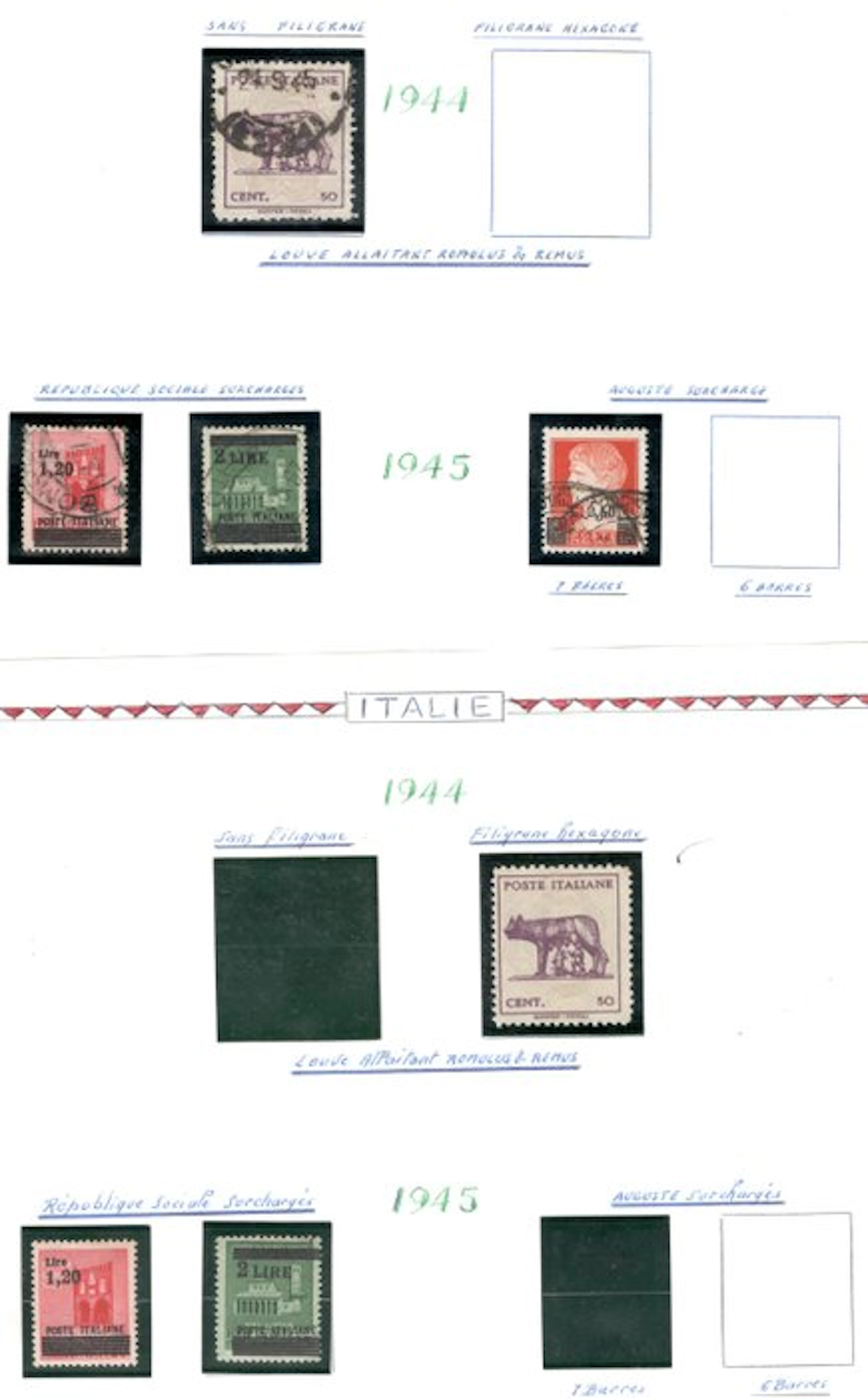Italian Republic 1944/1945 - Small Collection of RSI on Album Pages - Sassone