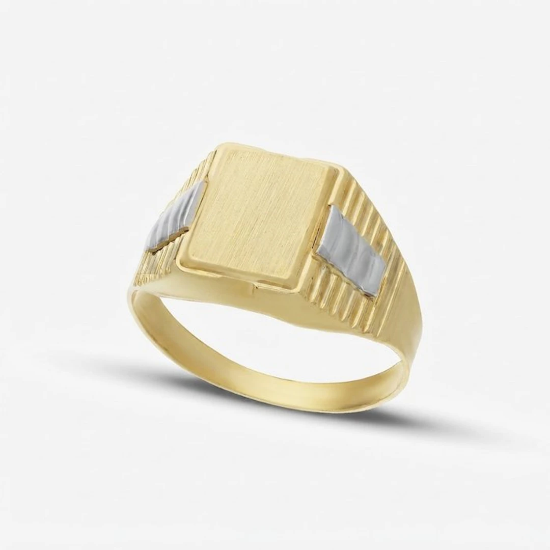 Ring - 18 kt. Yellow gold, White gold - Rectangular Shield 3.5 g