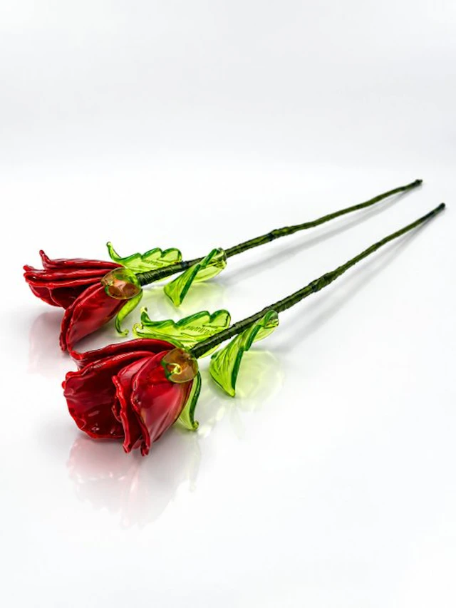 Sculpture, Rose Di Murano - 30 cm - Murano glass