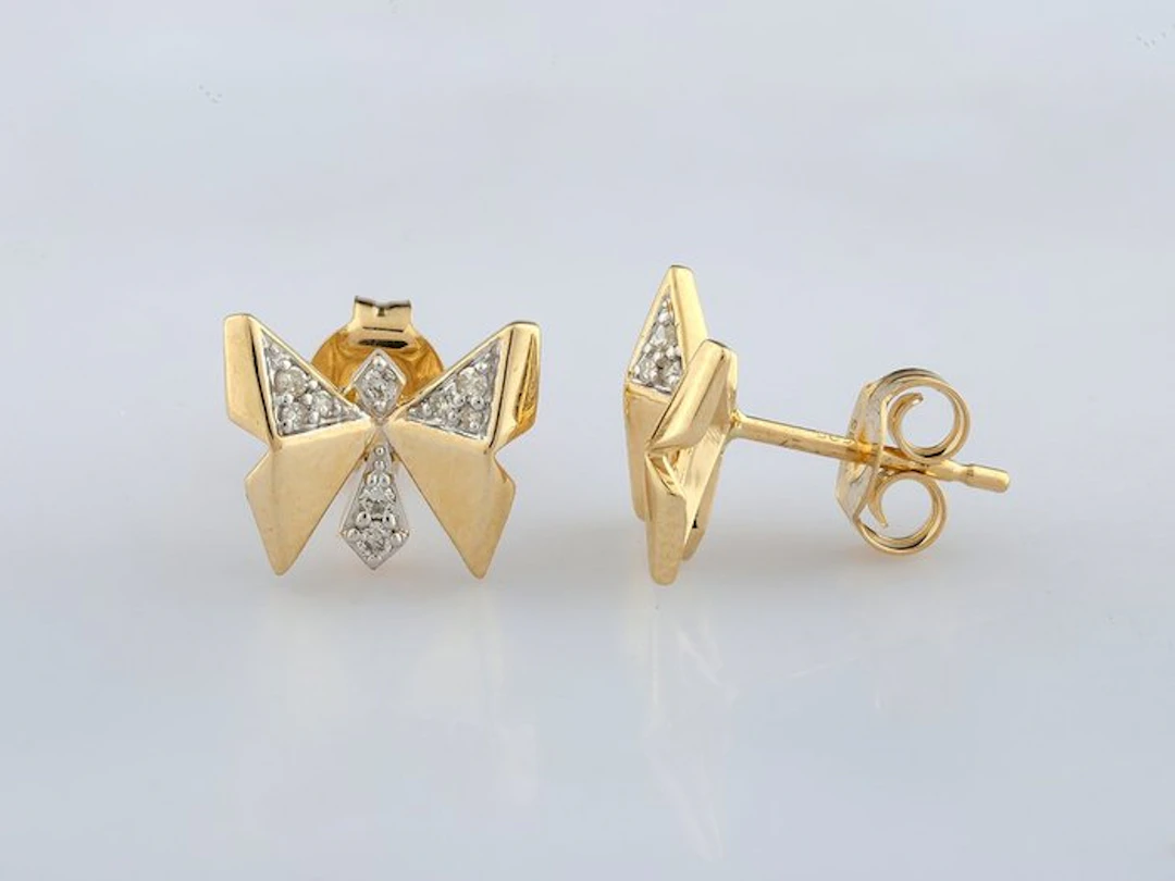 Earrings - 14 kt. Yellow gold - 0.11ct. tw. Diamond (Natural)