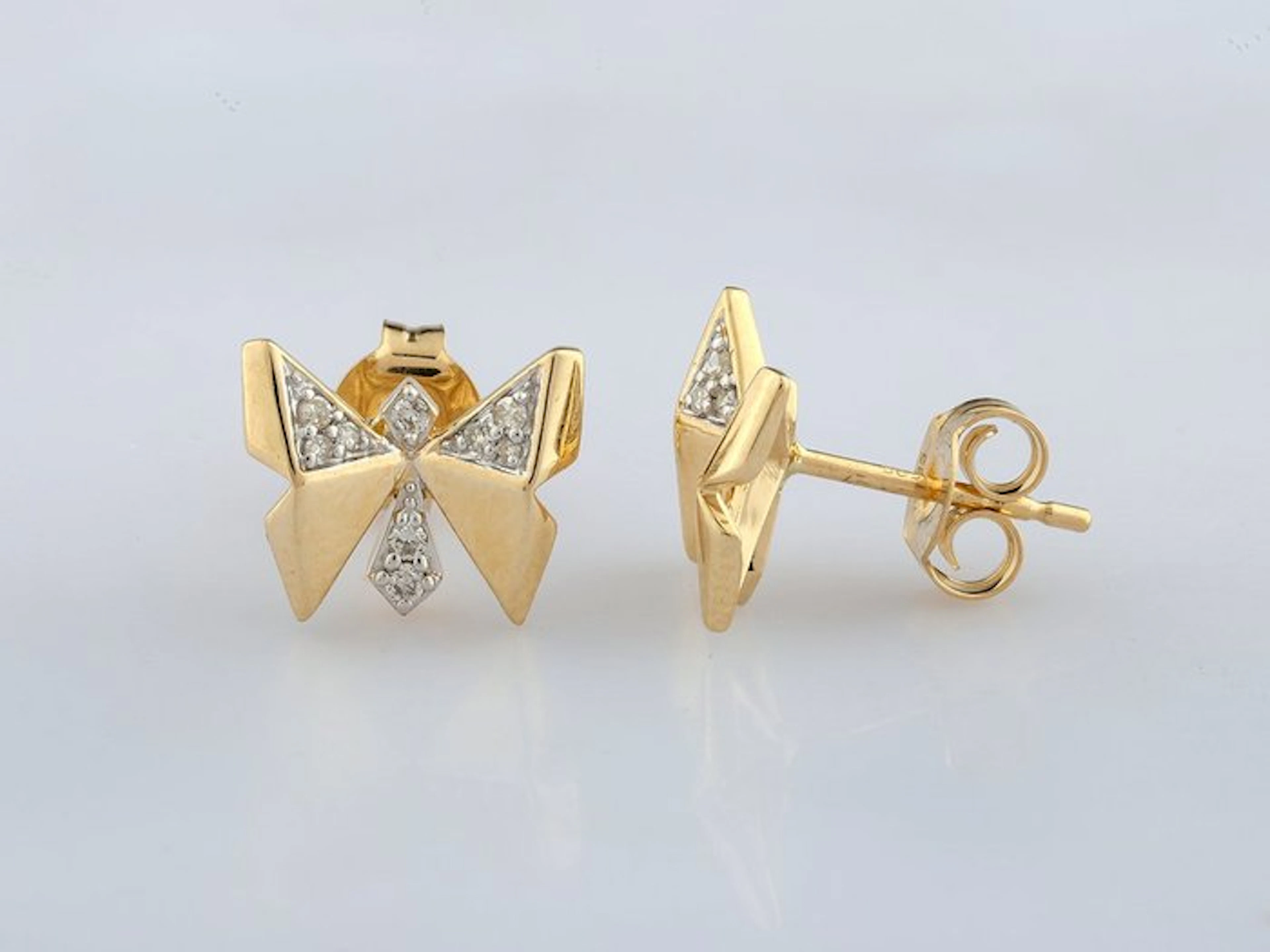 Earrings - 14 kt. Yellow gold - 0.11ct. tw. Diamond (Natural)