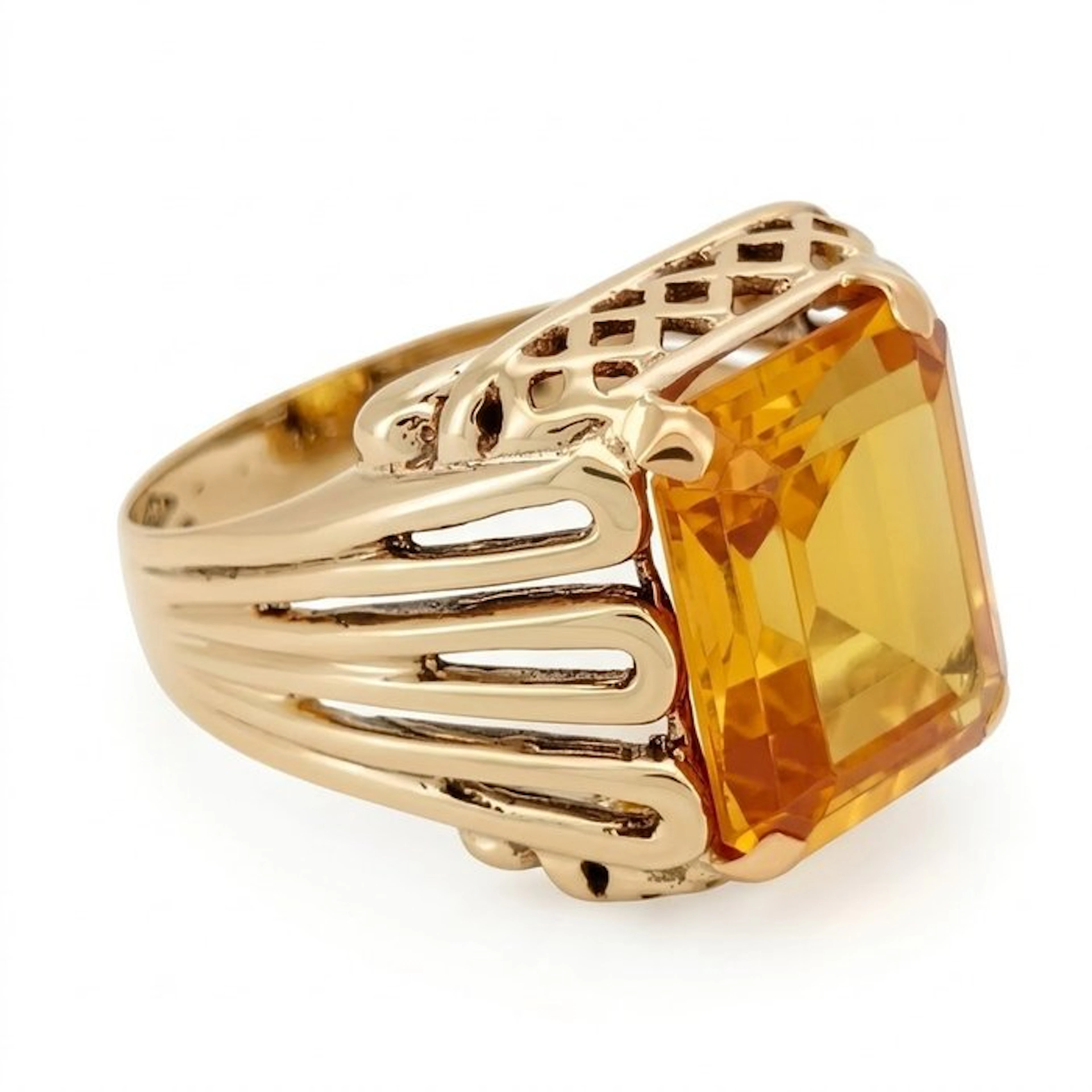 Ring - 9 kt. Yellow gold - 7.00ct. tw. Quartz - Made in Italy - Handmade