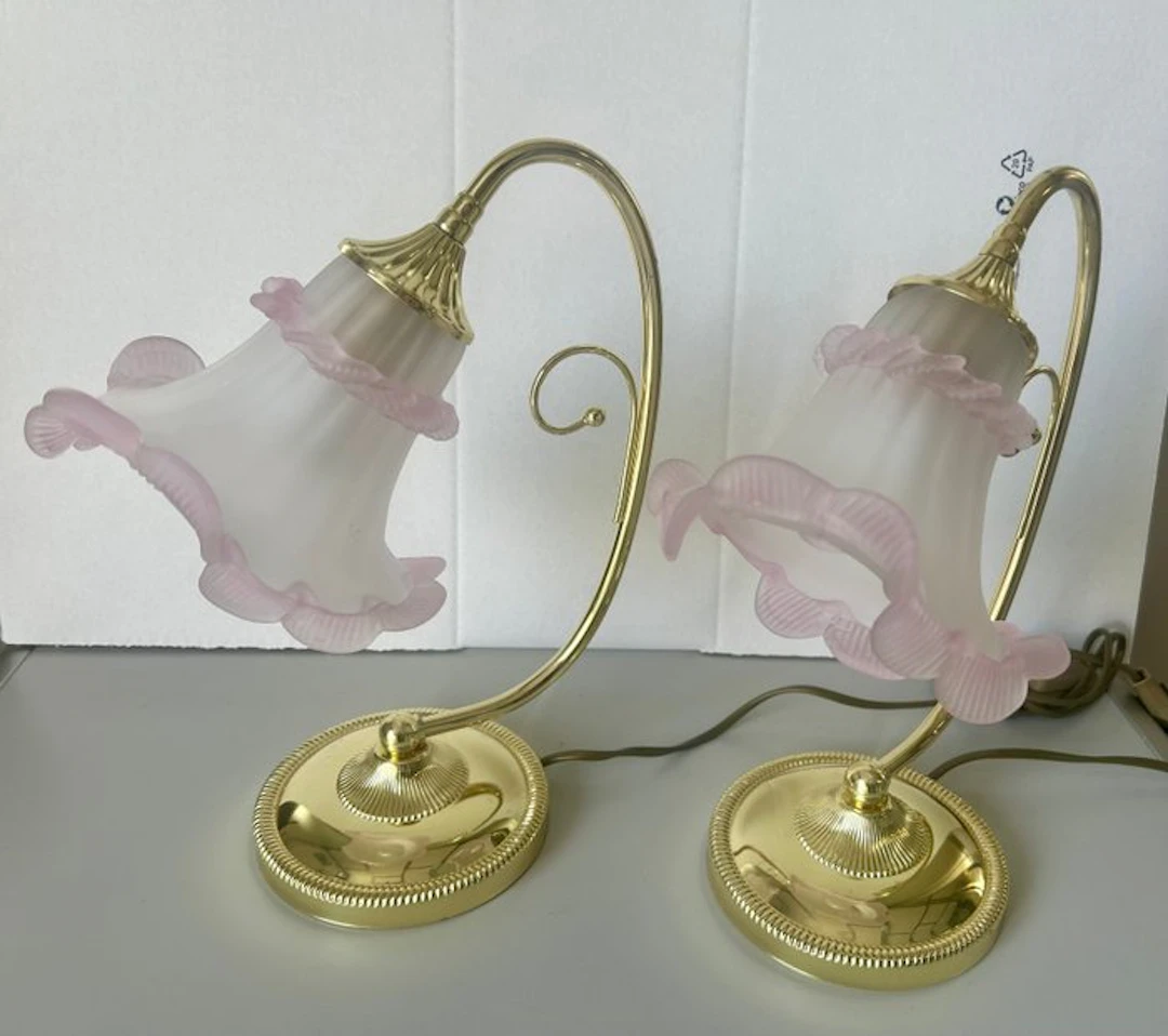 Table lamp (2) - Murano glass, Gilt brass - LUMETTO SWAN