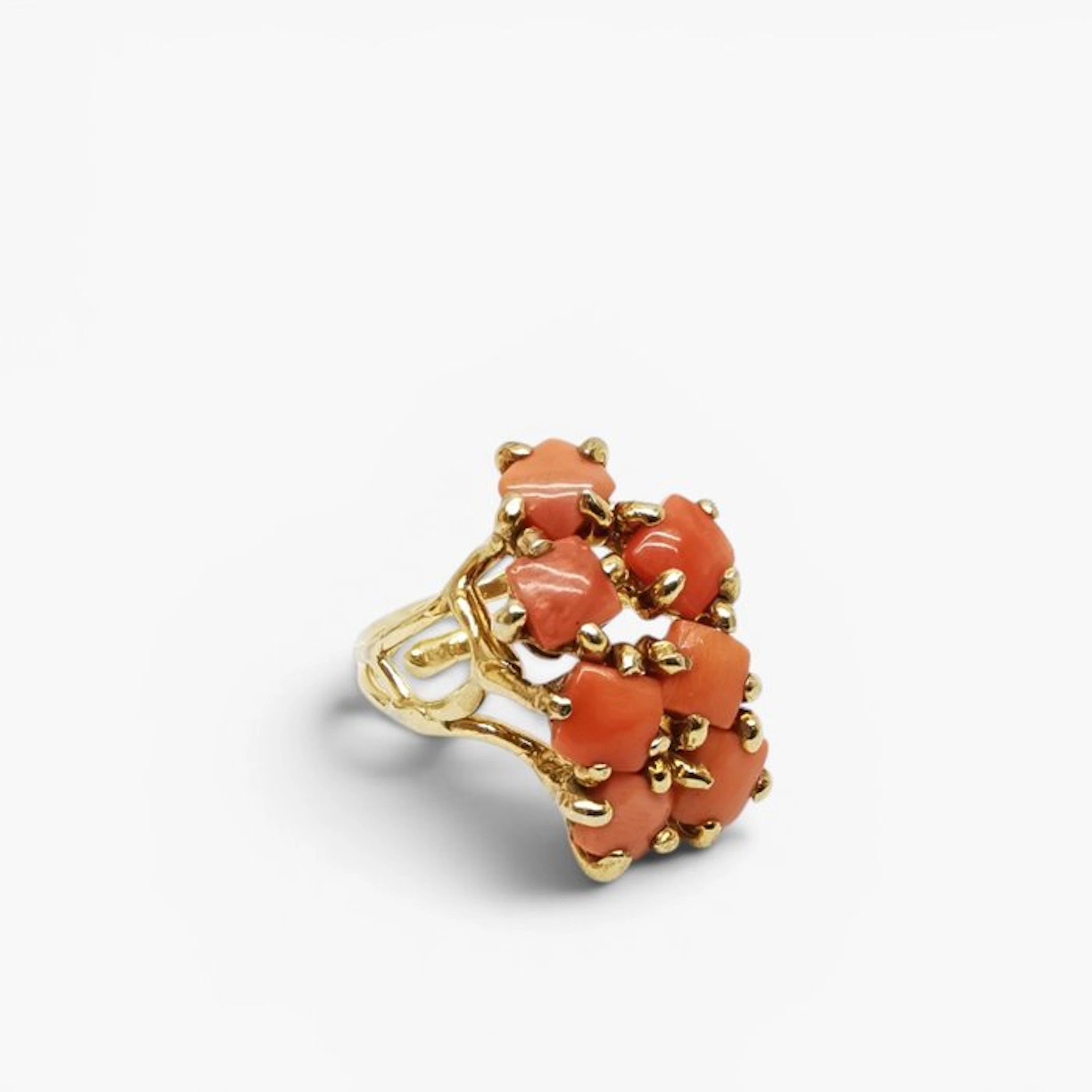 Coral - Sterling Silver 925 - Ring - Italian craftsmanship