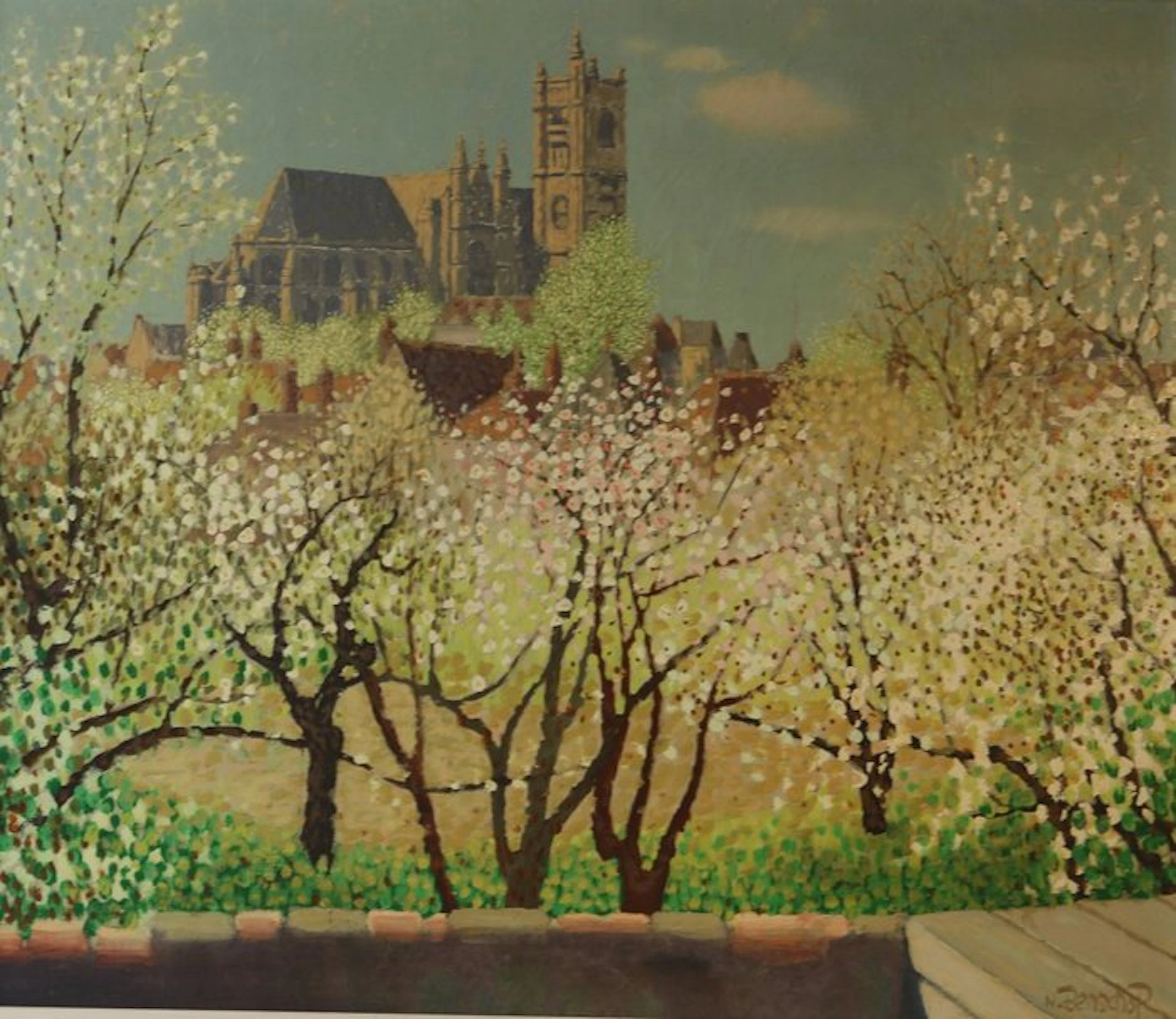 Nicolaas Benschop (1907-2001) - Bloesembomen in de tuin