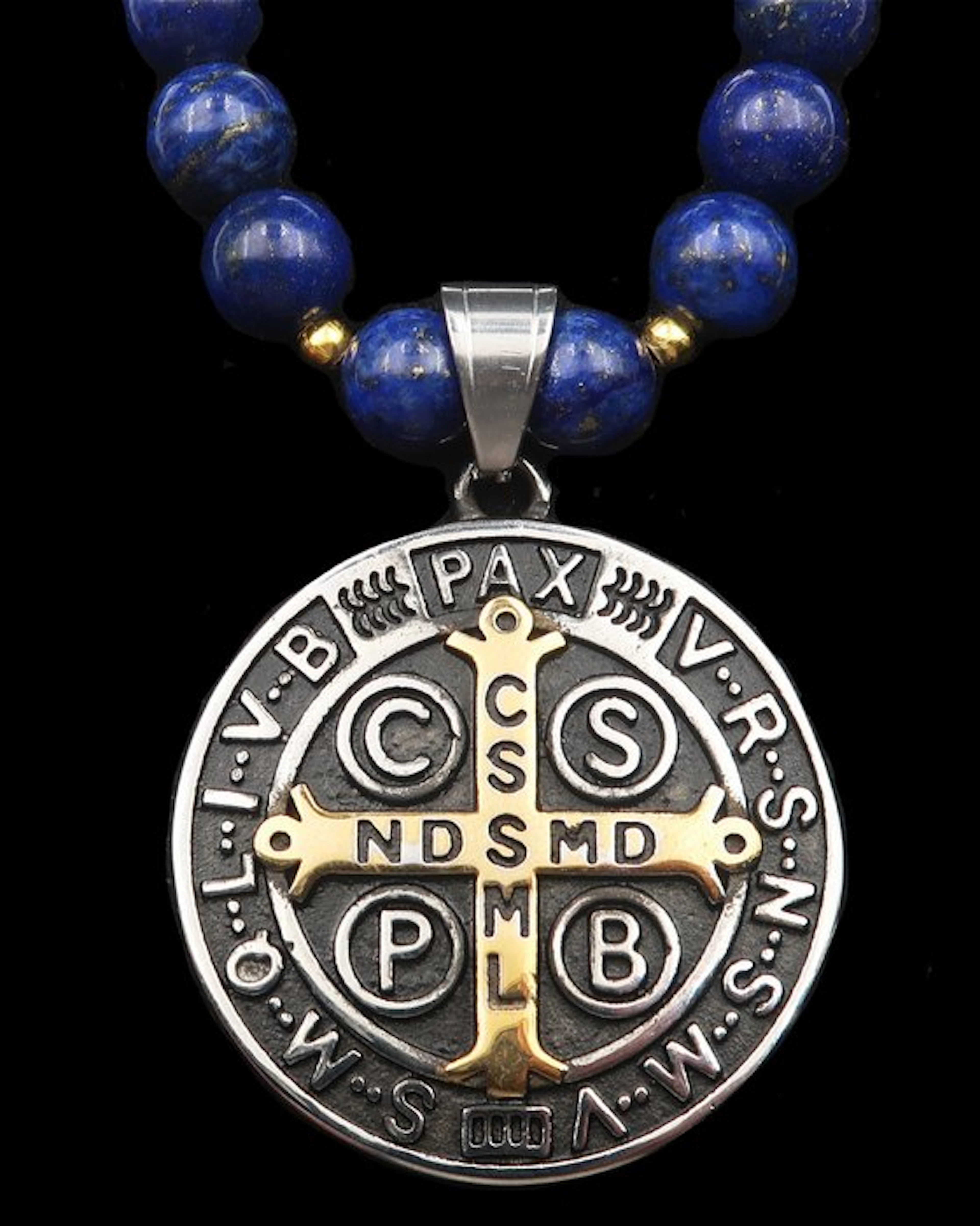 Lapis lazuli - Saint Benedict Medal Necklace – Holy Cross...
