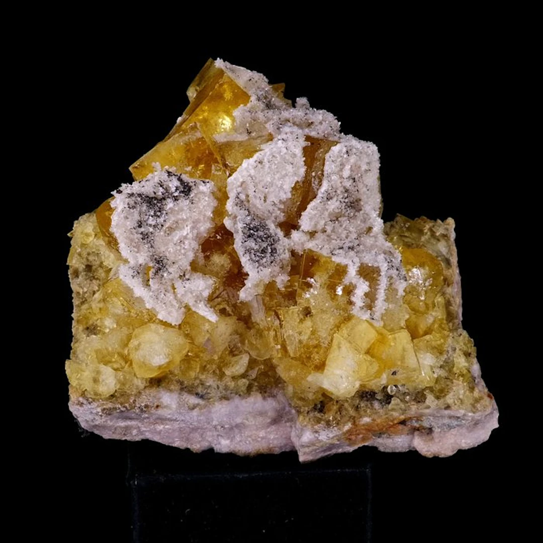 Fluorite with Calcite and micro Pyrite - La Caravantié