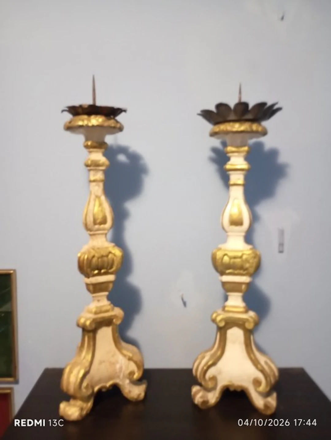 Candlestick (2) - Gilt wood