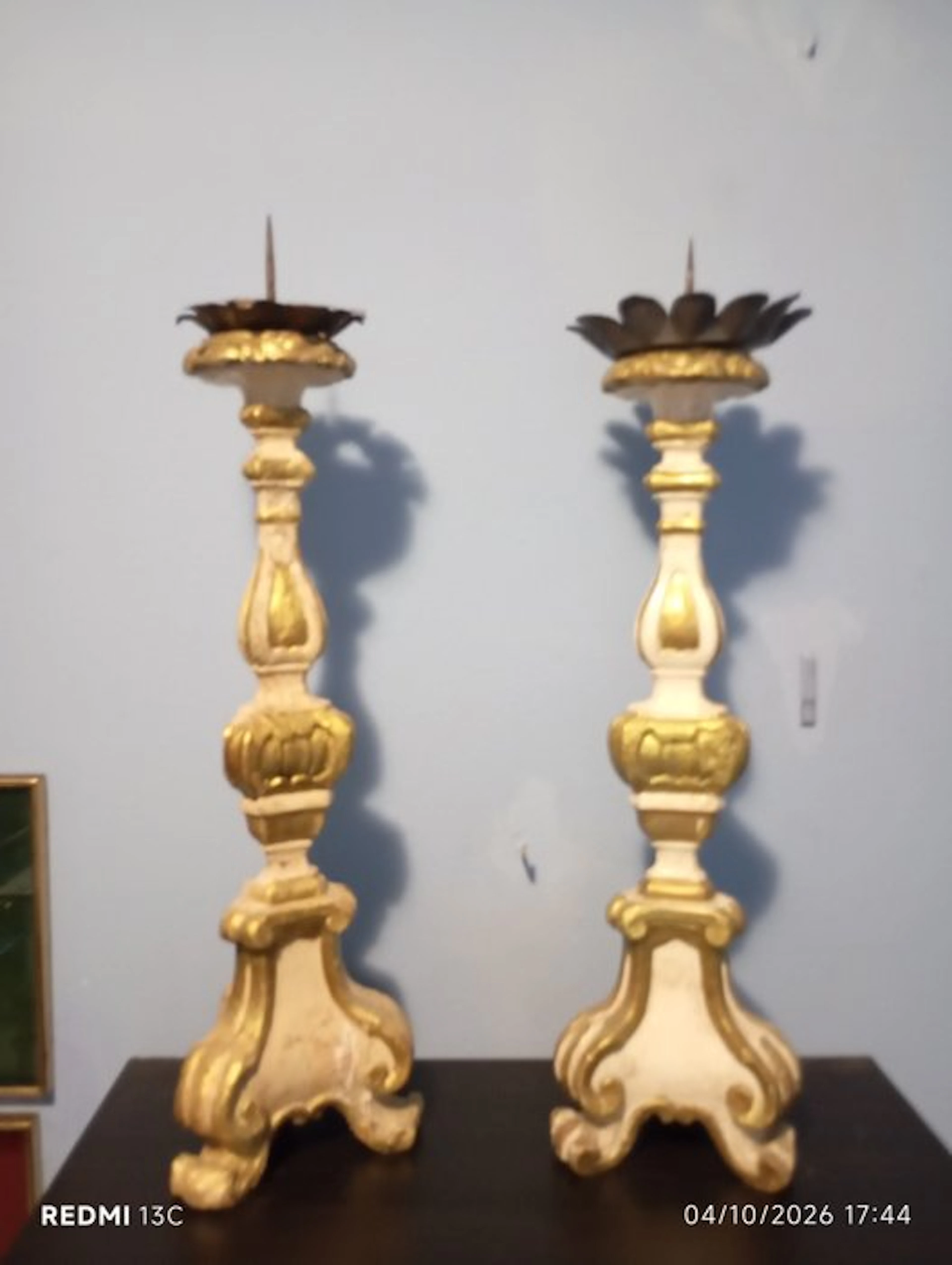 Candlestick (2) - Gilt wood