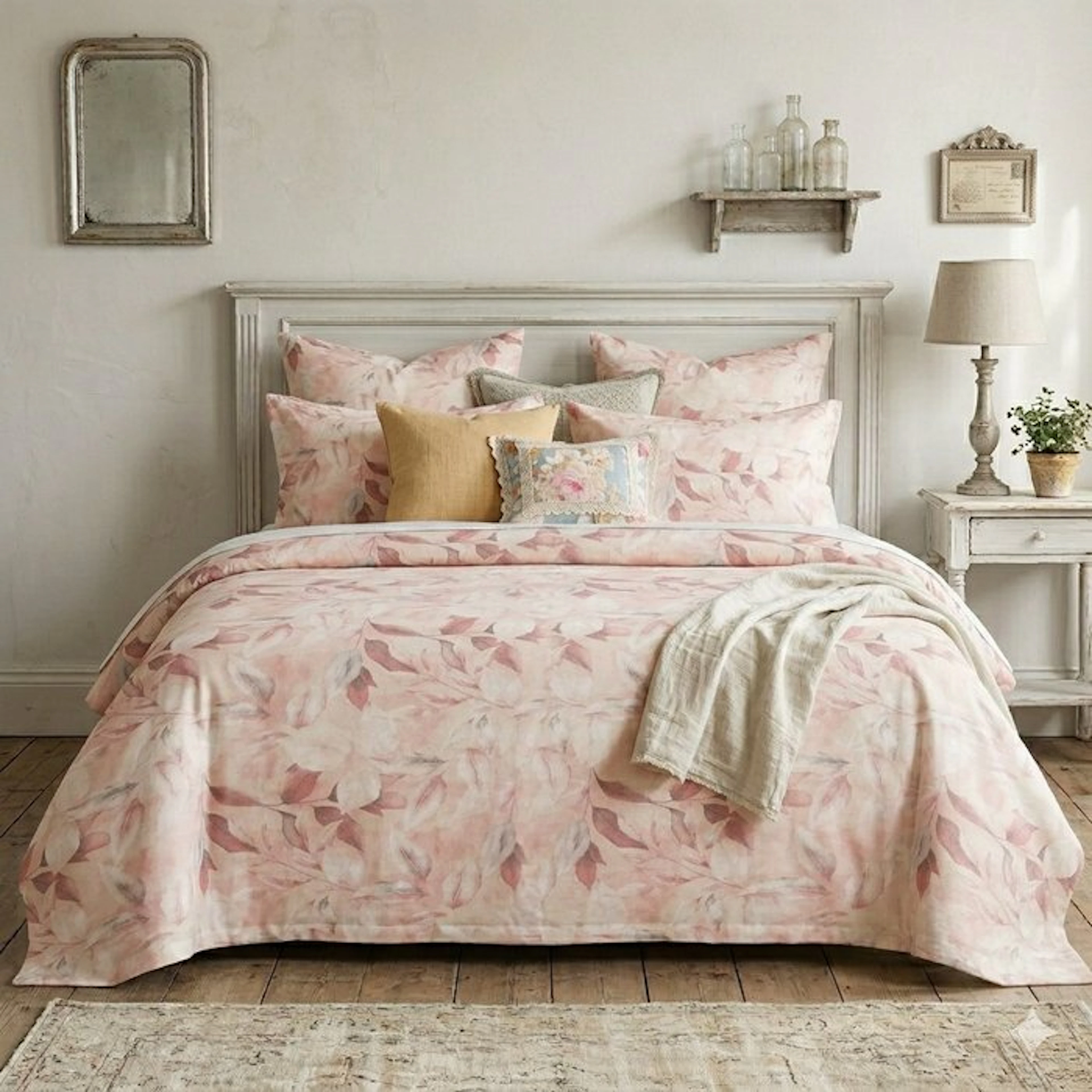 BA168 - Floral bedspread - with ruffled edges – Antique...