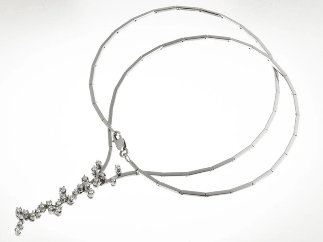 Necklace with pendant - 18 kt. White gold Diamond (Natural)