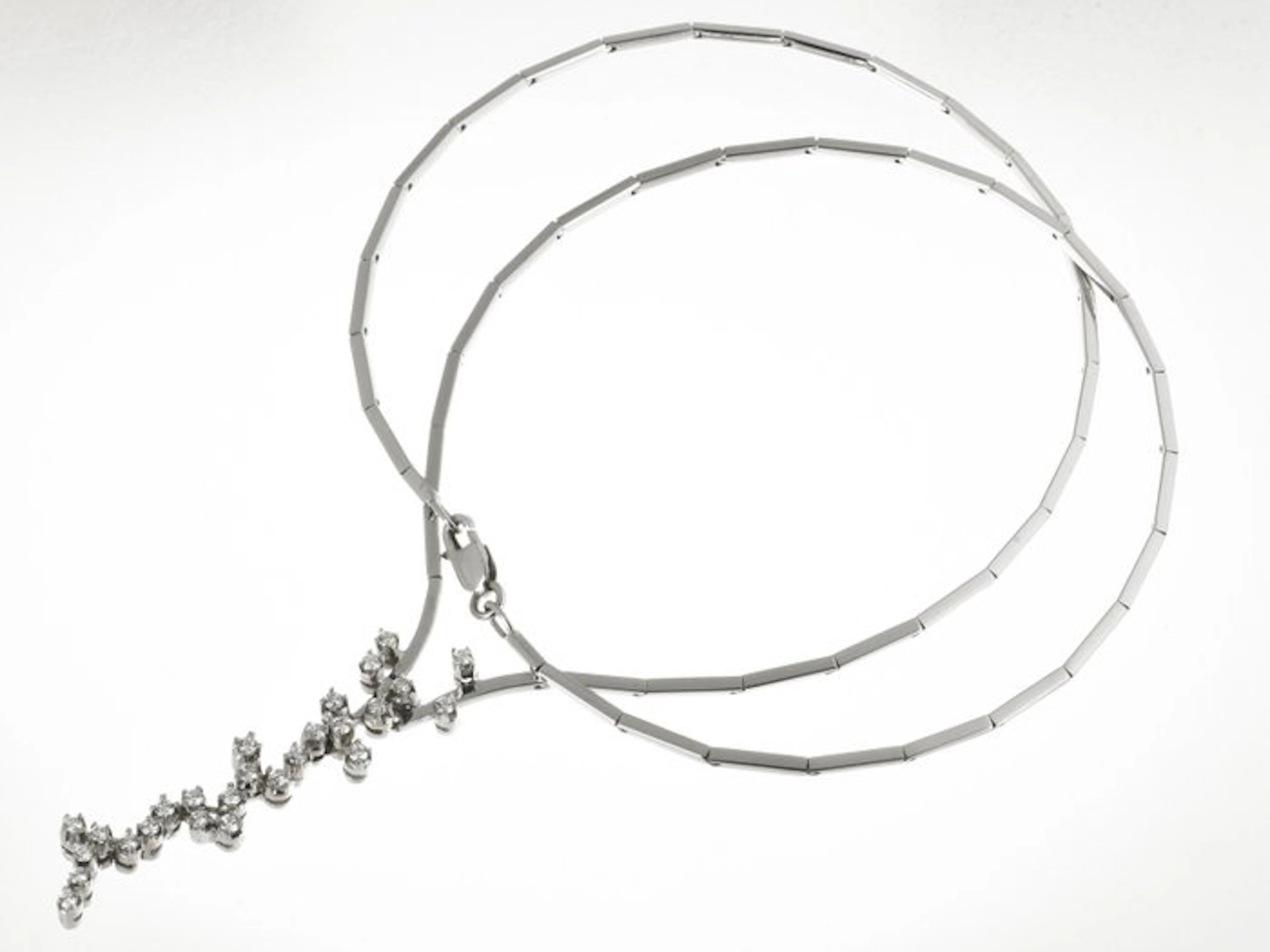 Necklace with pendant - 18 kt. White gold Diamond (Natural)