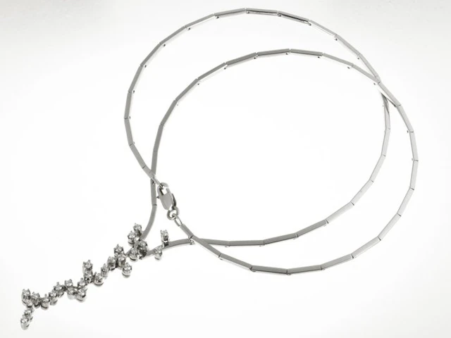Necklace with pendant - 18 kt. White gold Diamond (Natural)