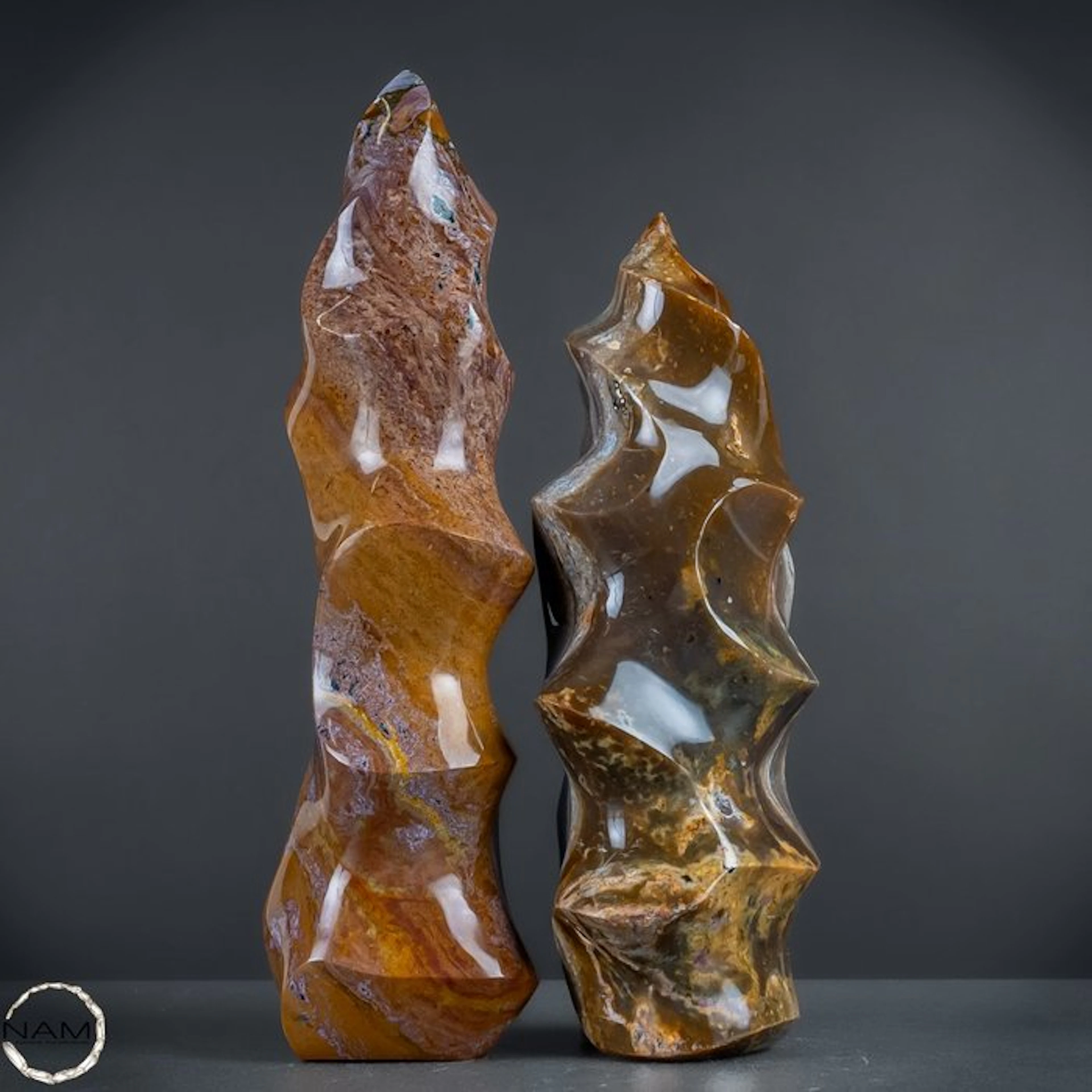 Ozeanachat Flames – Two exceptional specimens.- 2295.15 g - (2)