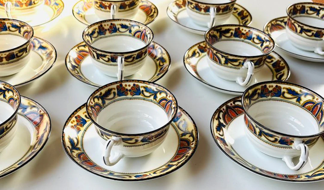Union K - Tea service (10) - Mid-Rim - Porcelain - Art Deco teacups