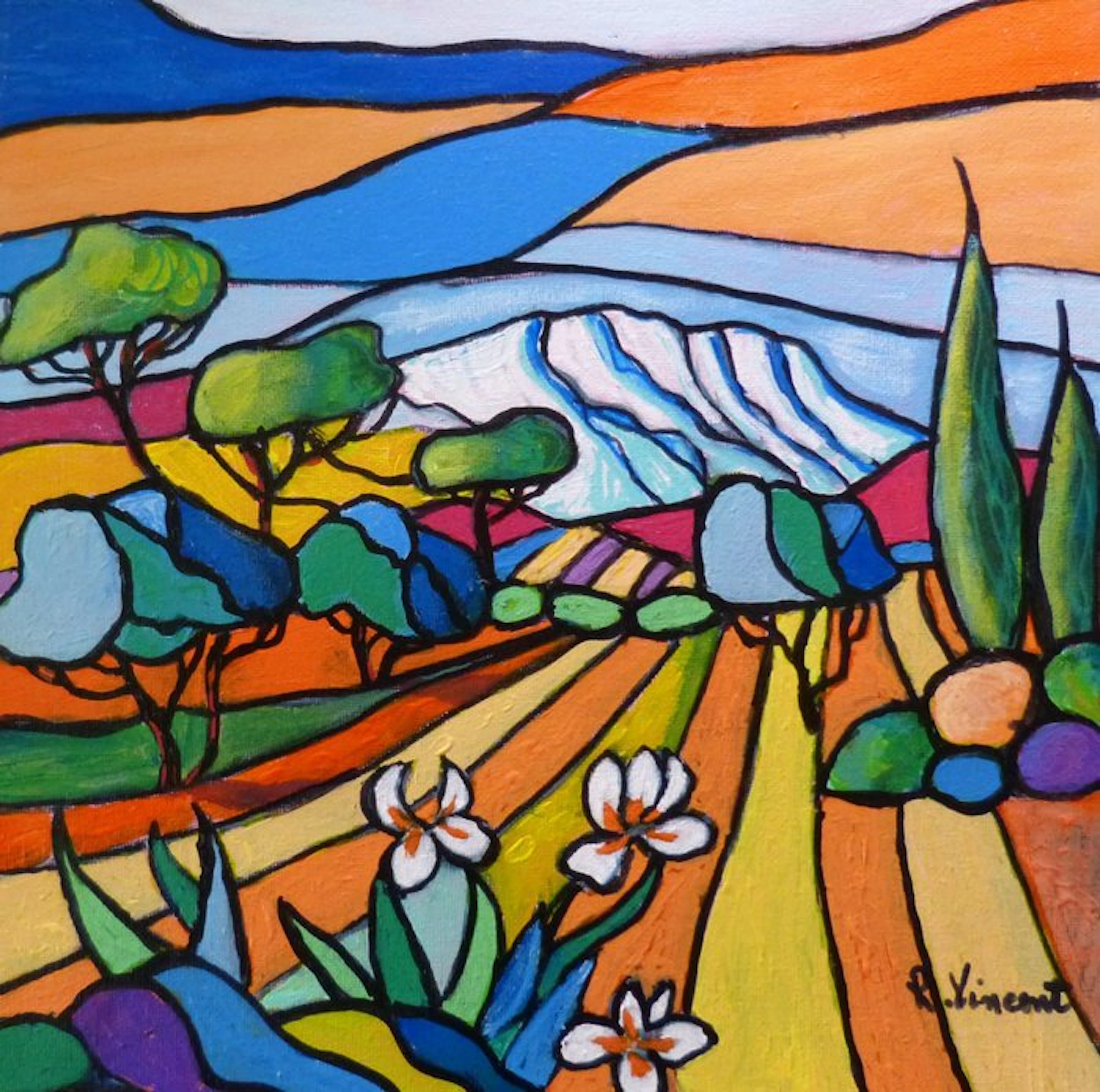 R. Vincent (1954) - La montagne Sainte Victoire en...