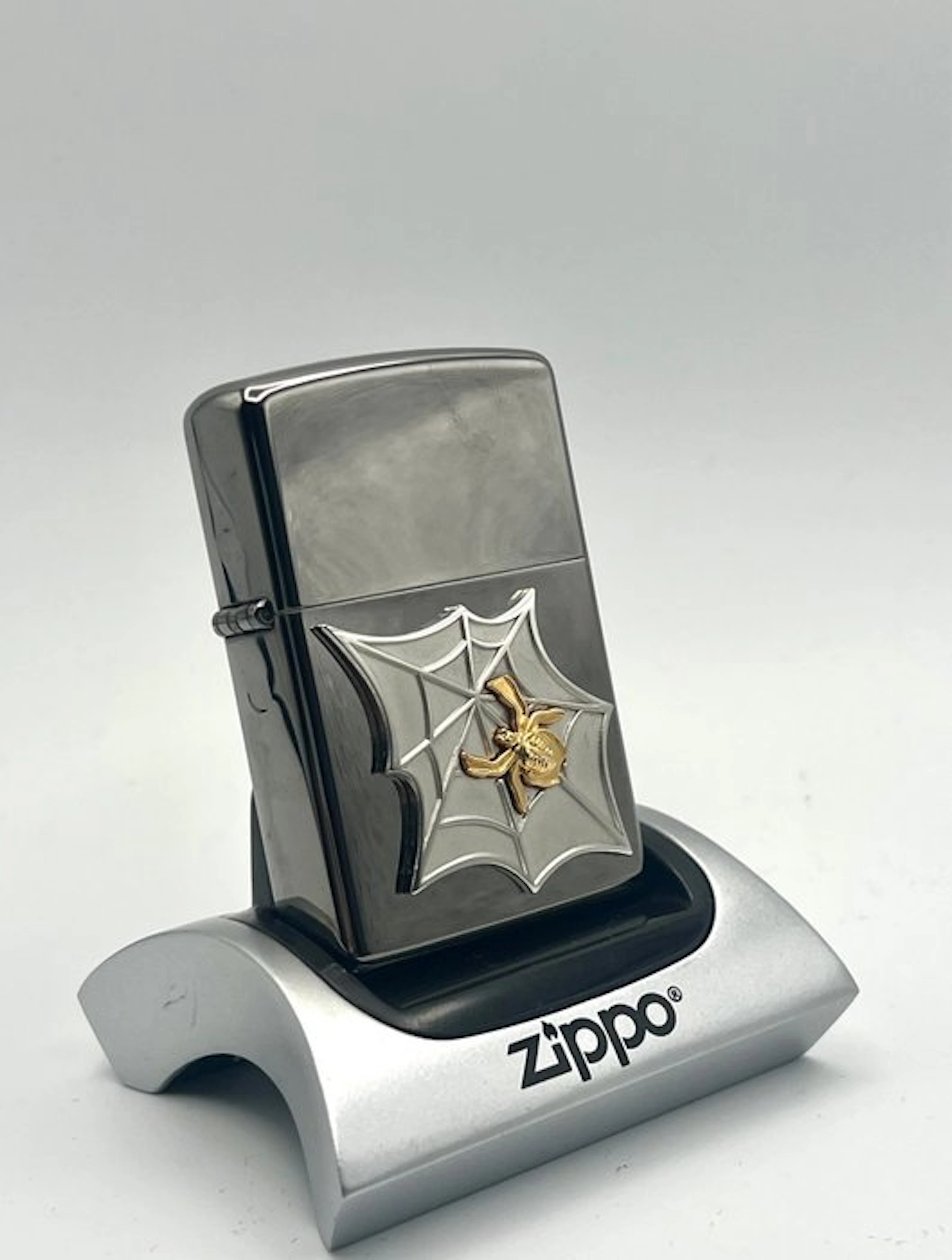 Zippo - Spider & Web – Black Ice / Dark Chrome 2006 – Mit...