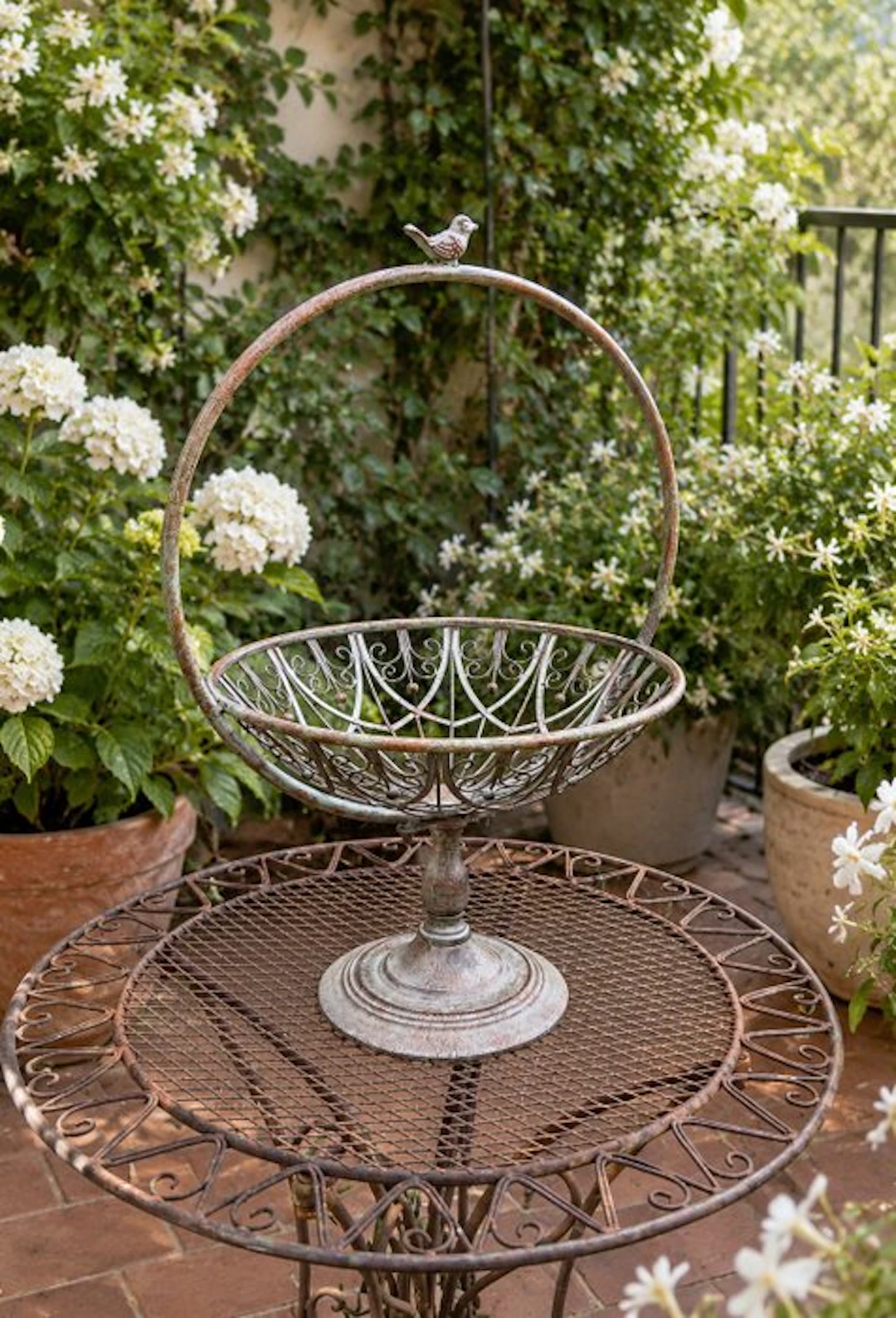 XXL Prachtige grote metalen bloemenmand - Basket - Wrought iron
