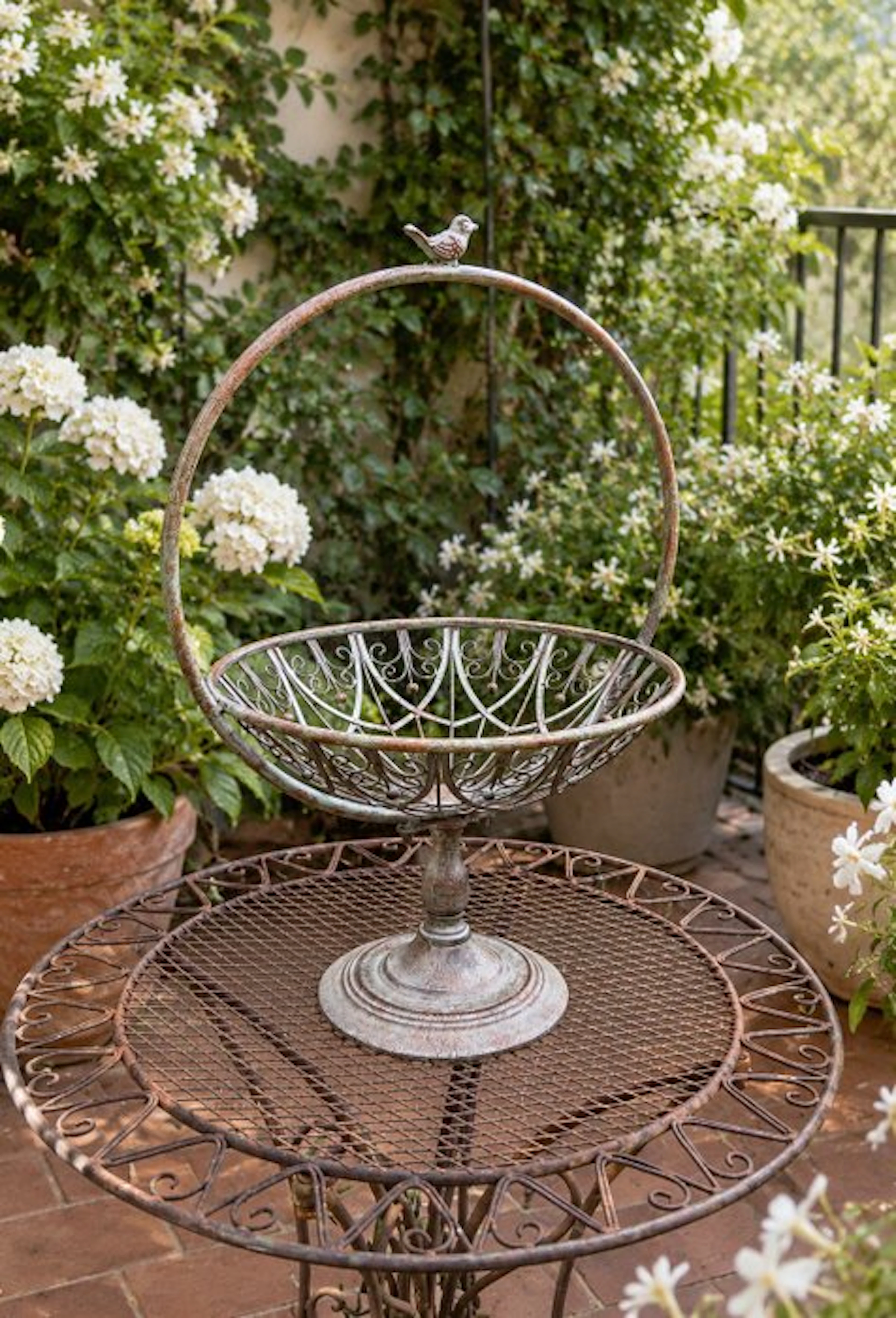 XXL Prachtige grote metalen bloemenmand - Basket - Wrought iron