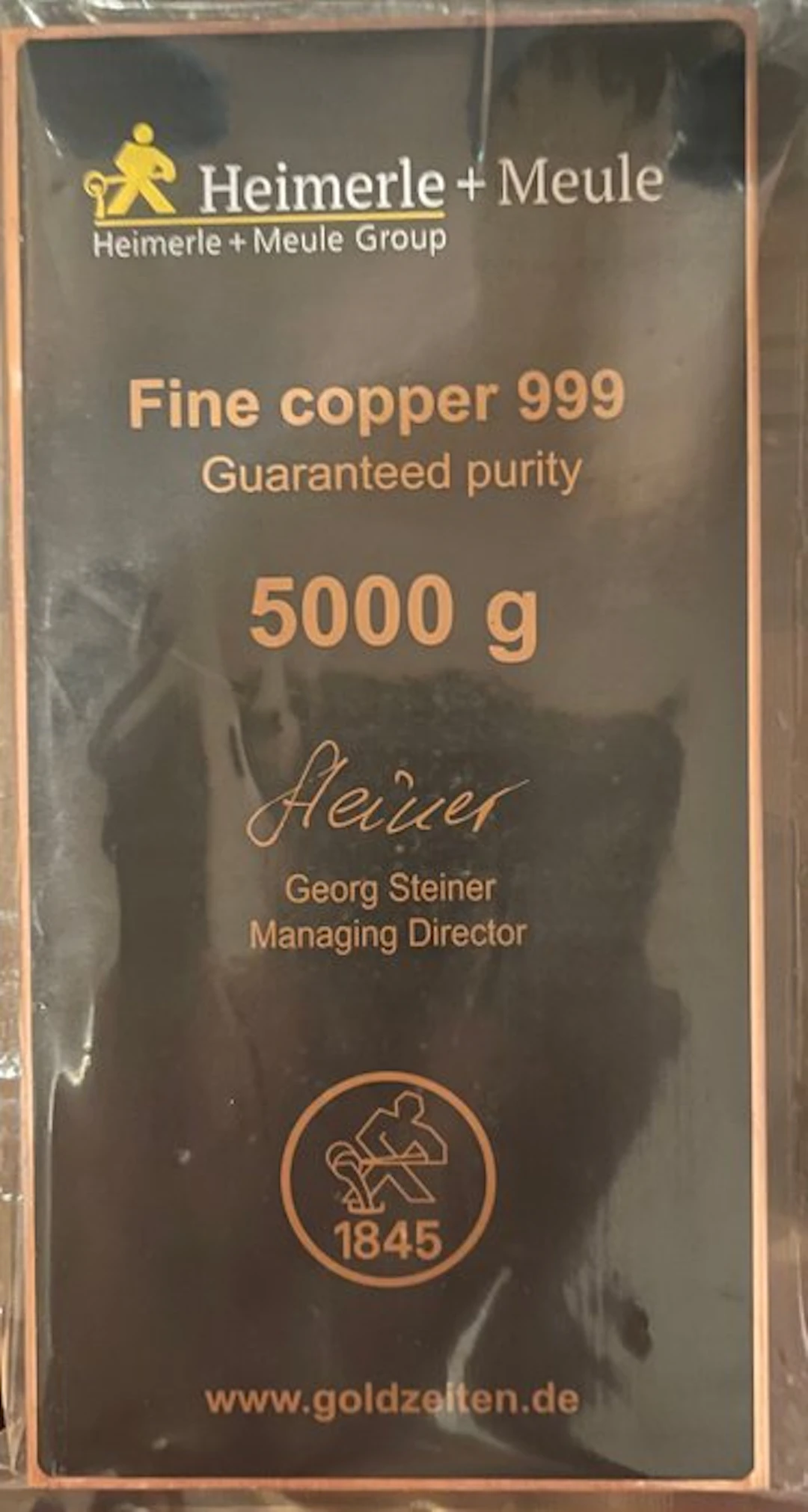 5 kilograms - Copper .999 - Heimerle + Meule