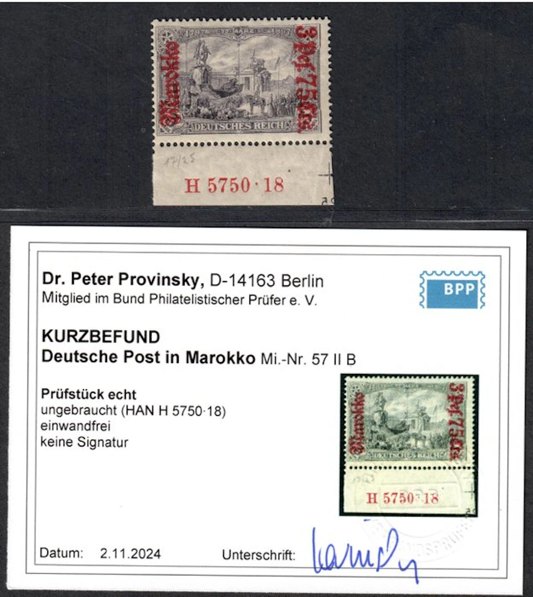German office in Morocco 1911 - DP Marokko Minr.57 II B...