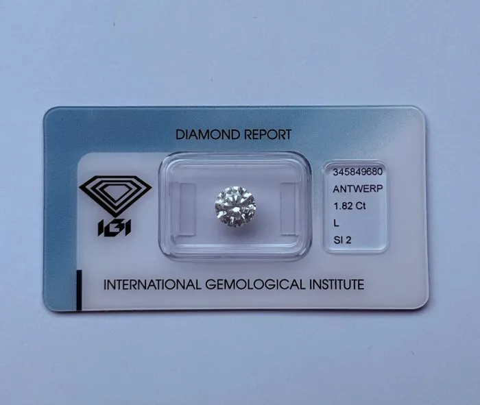1 pcs Diamond (Natural) - 1.82 ct - Round - L - SI2...