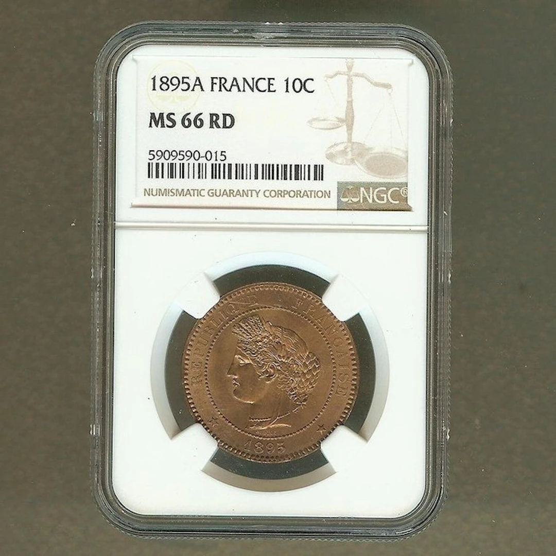 France. 10 Centimes 1895 Cérès. NGC MS66 RD (No reserve price)