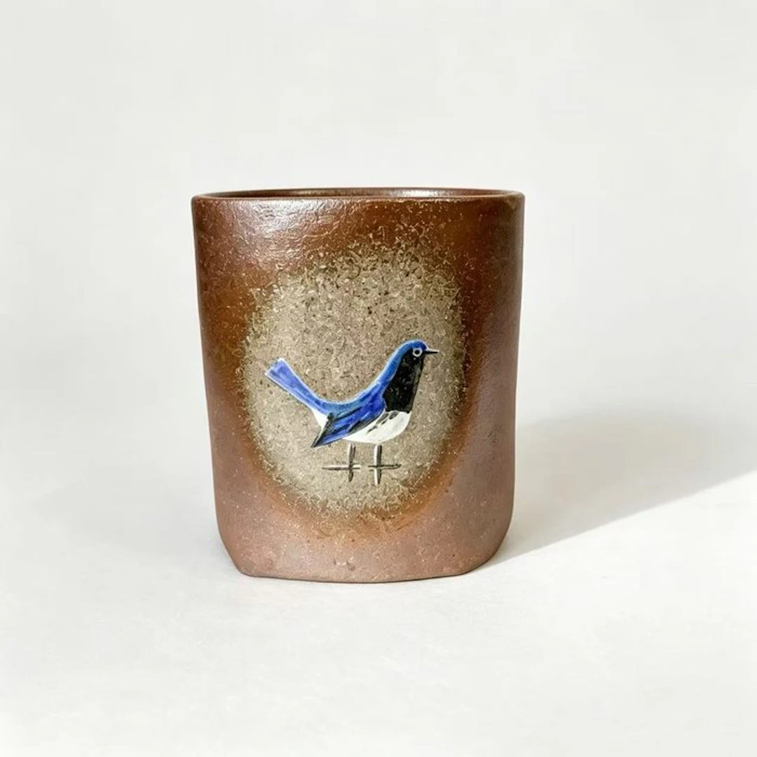 Rare Japanese ceramic flower vase by Mida Kan