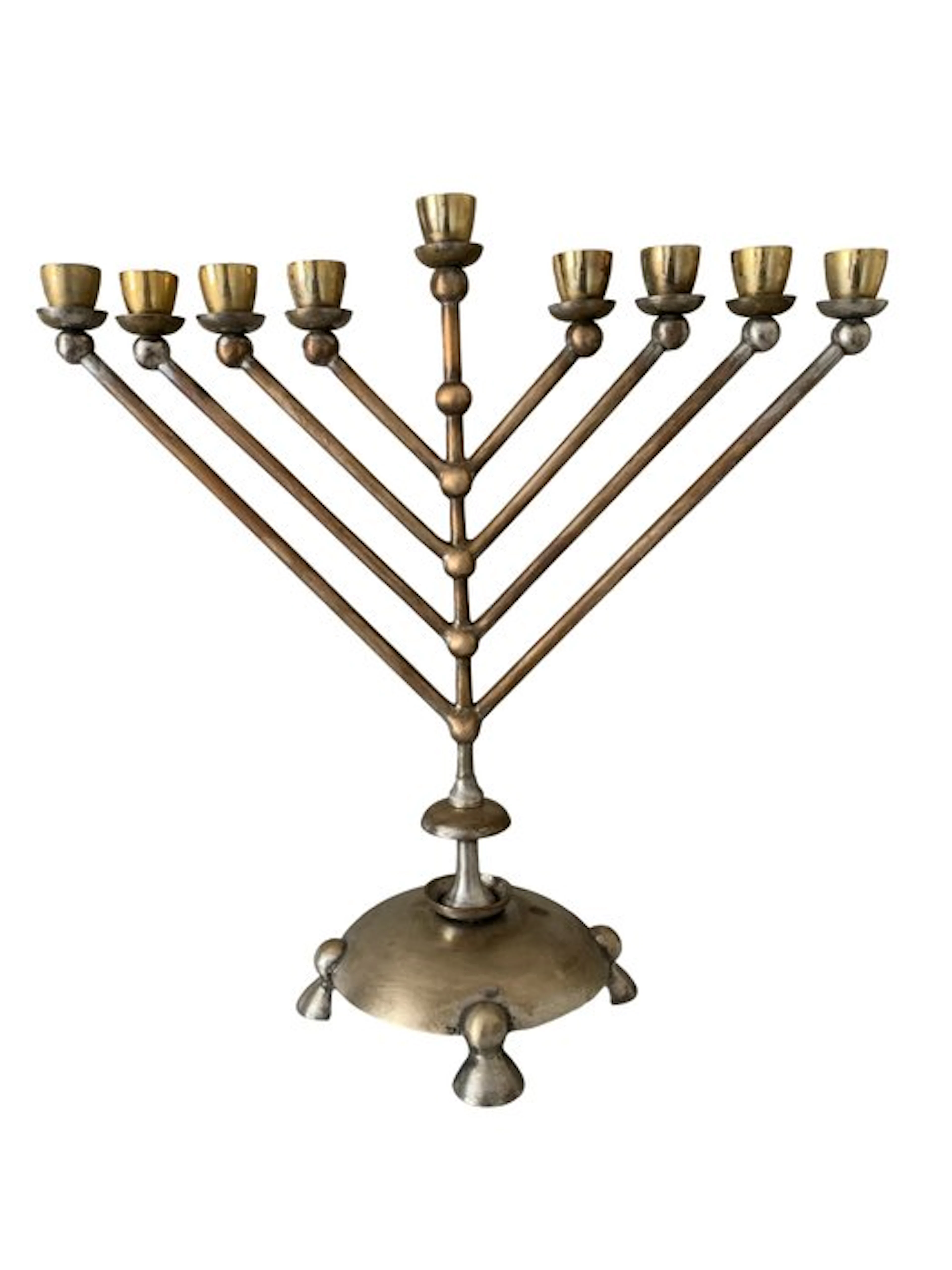 Menorah - Brass, nickel - Hanukkah Menorah - 41 cm