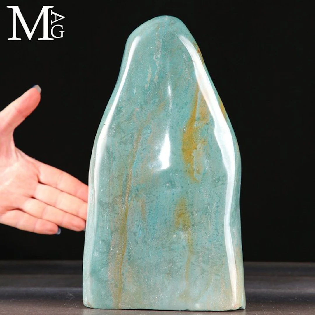 Large Aqua-Green Jasper with Ochre Veins - Elegant...