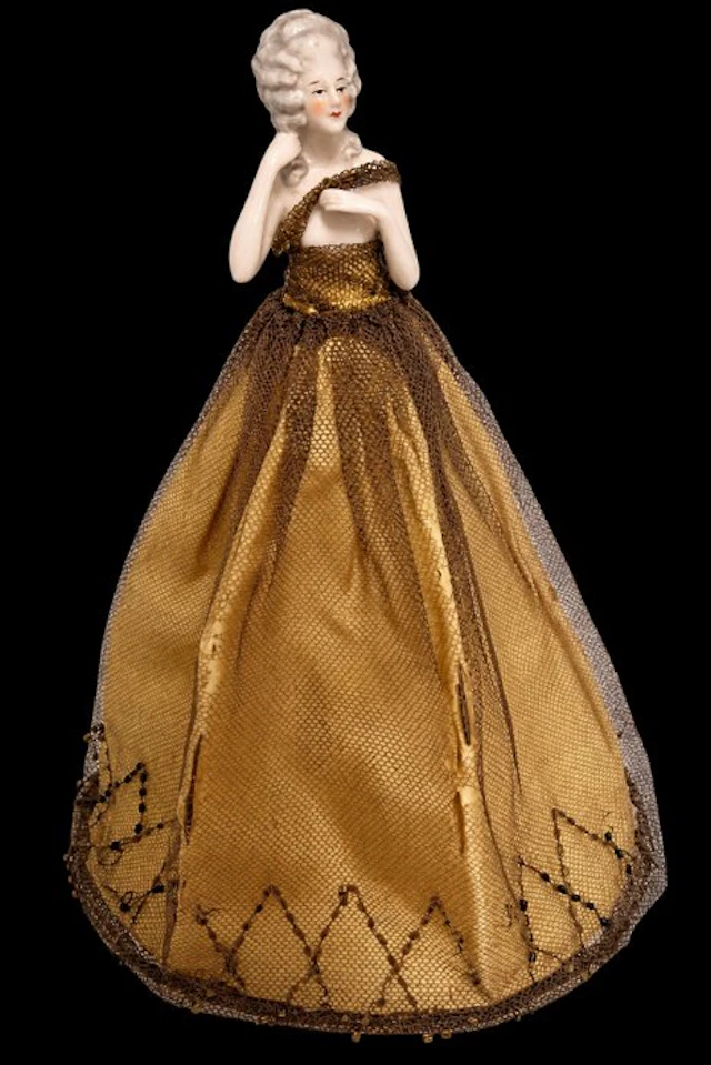 Figurine - Antique Art Deco Porcelain Half Doll Boudoir...