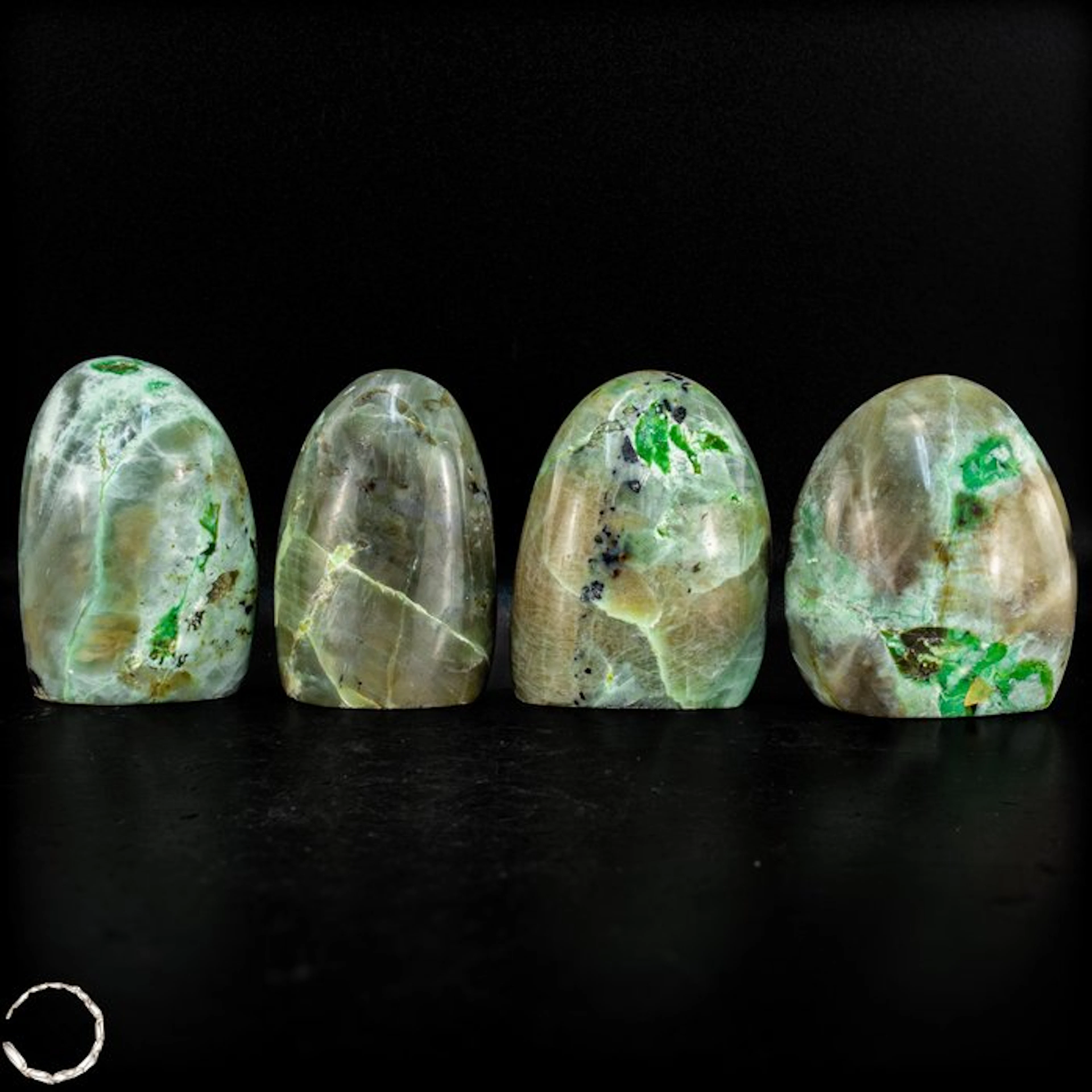 Grüner Mondstein Freiform-Set – Zeitlose Eleganz in...