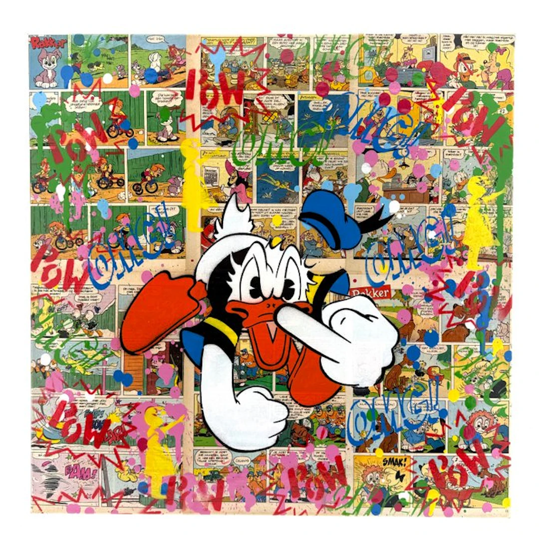 Koen Betjes (1992) - Rebellious Donald Duck x Comics x Collage (canvas)