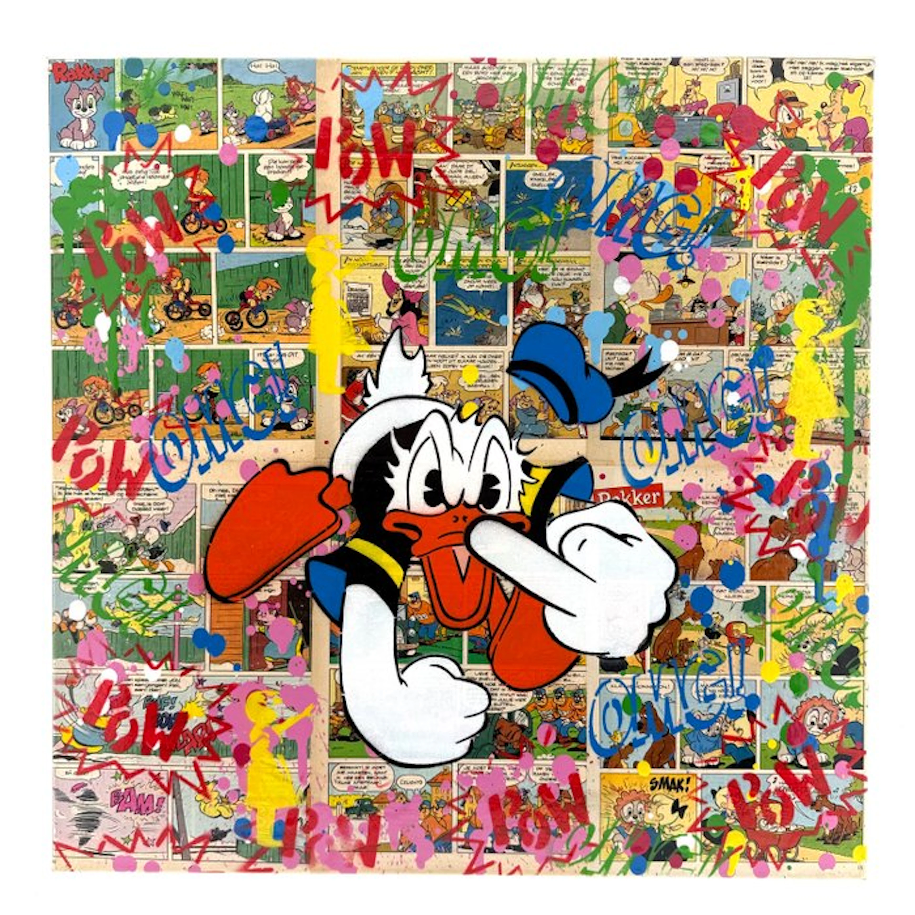 Koen Betjes (1992) - Rebellious Donald Duck x Comics x Collage (canvas)