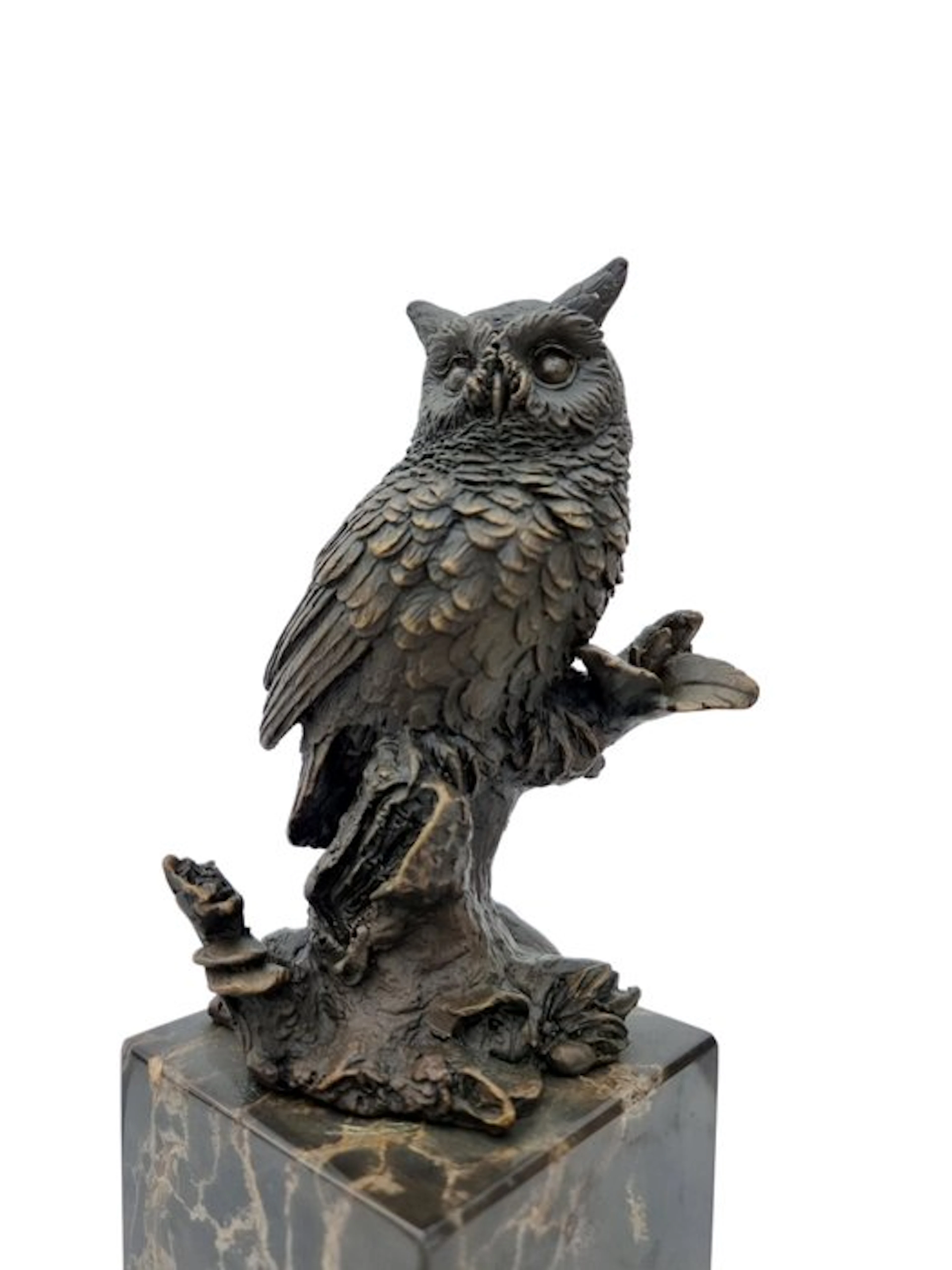 Figurine - Wise owl - Bronze, Marble