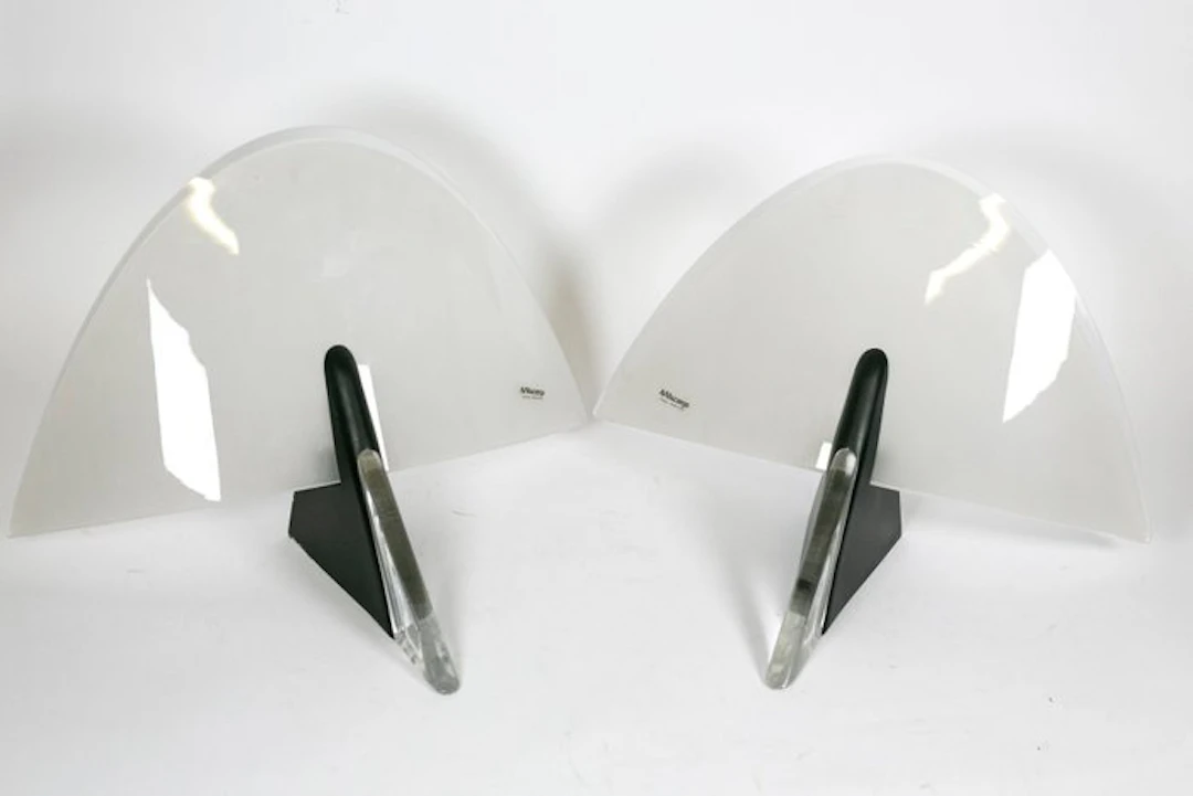 AV Mazzega - Wall sconce (2) - satin Murano glass, metal, transparent elements