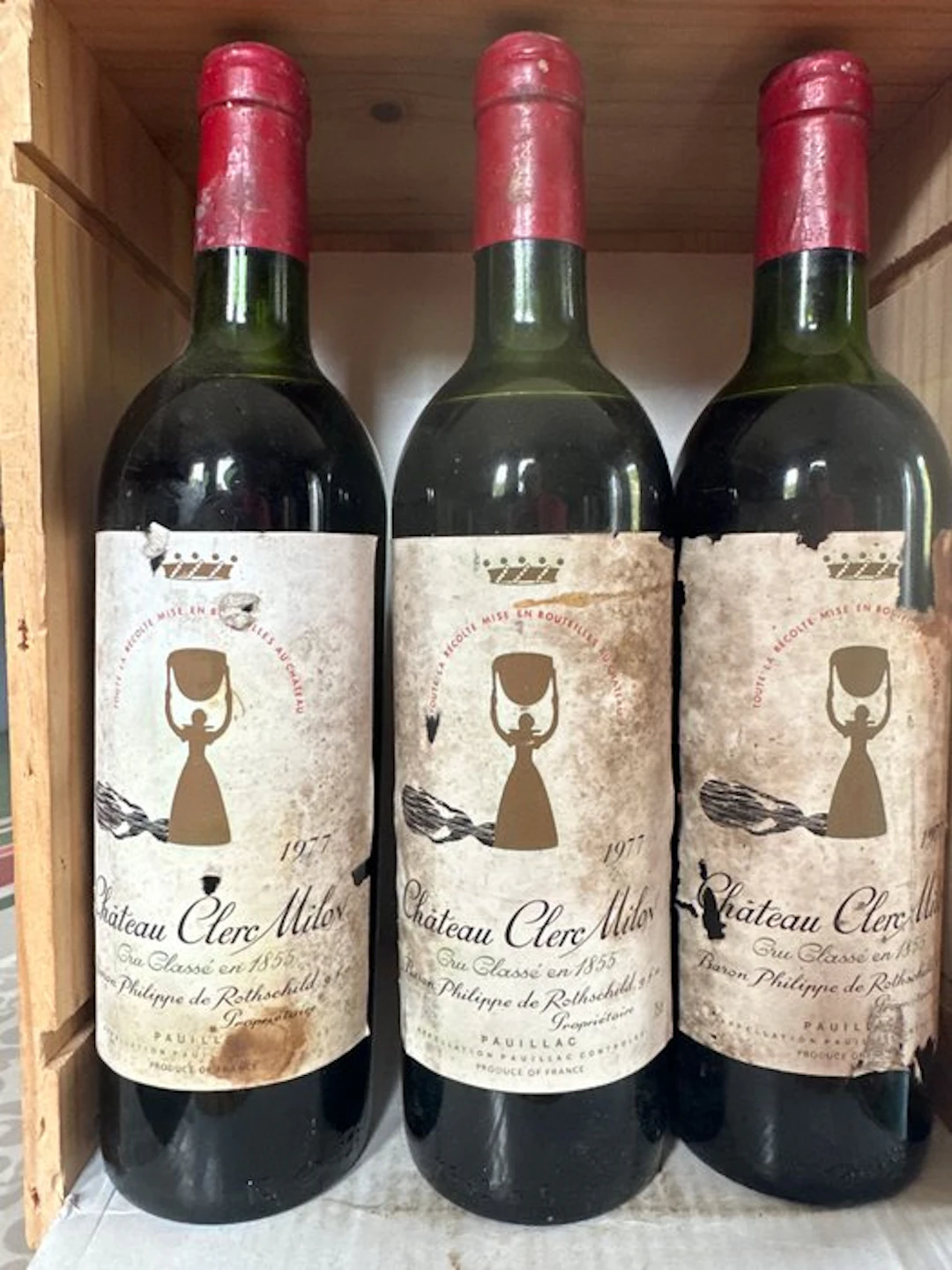 1977 Château Clerc Milon - Pauillac 5ème Grand Cru Classé - 3 Bottles (0.75L)