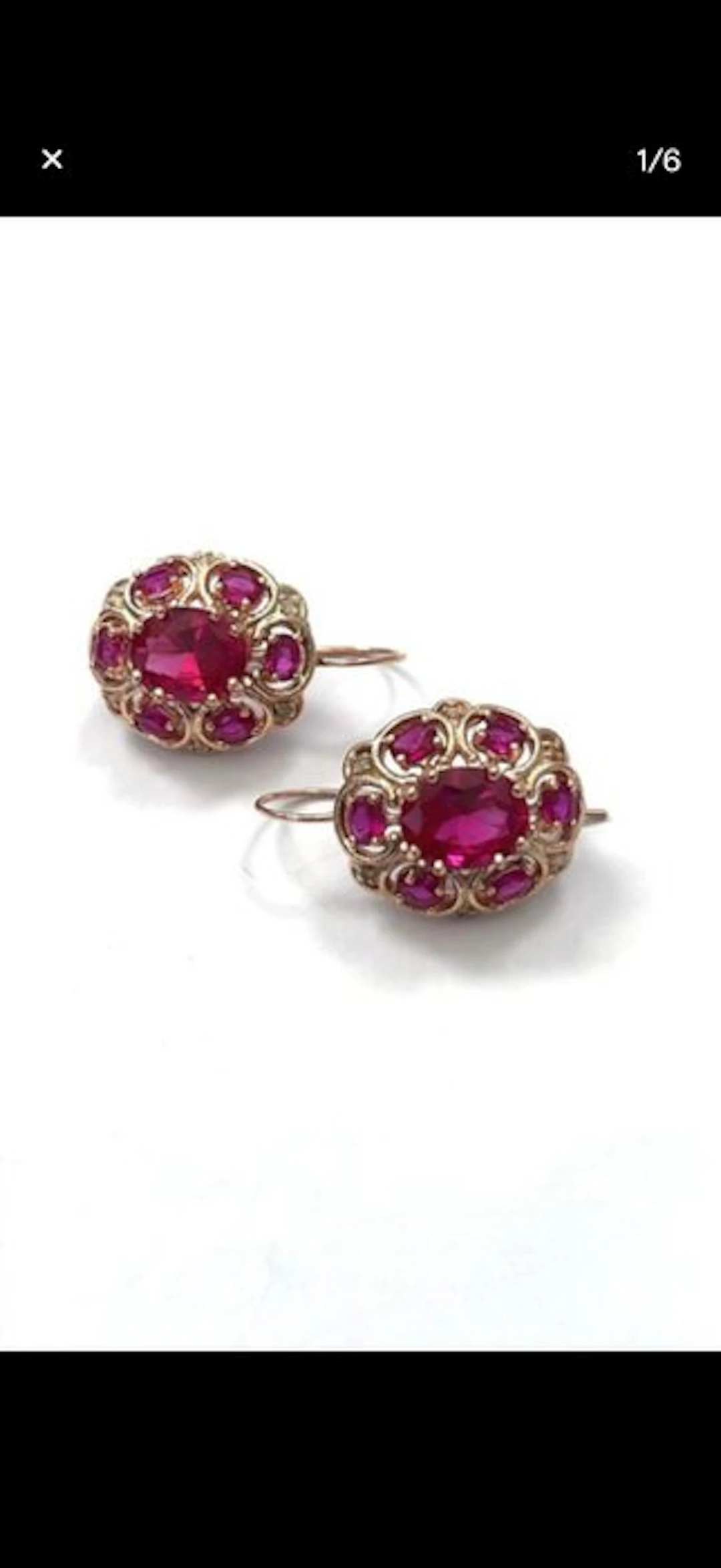 No reserve price - Earrings - 9 kt. Yellow gold Ruby - Ruby