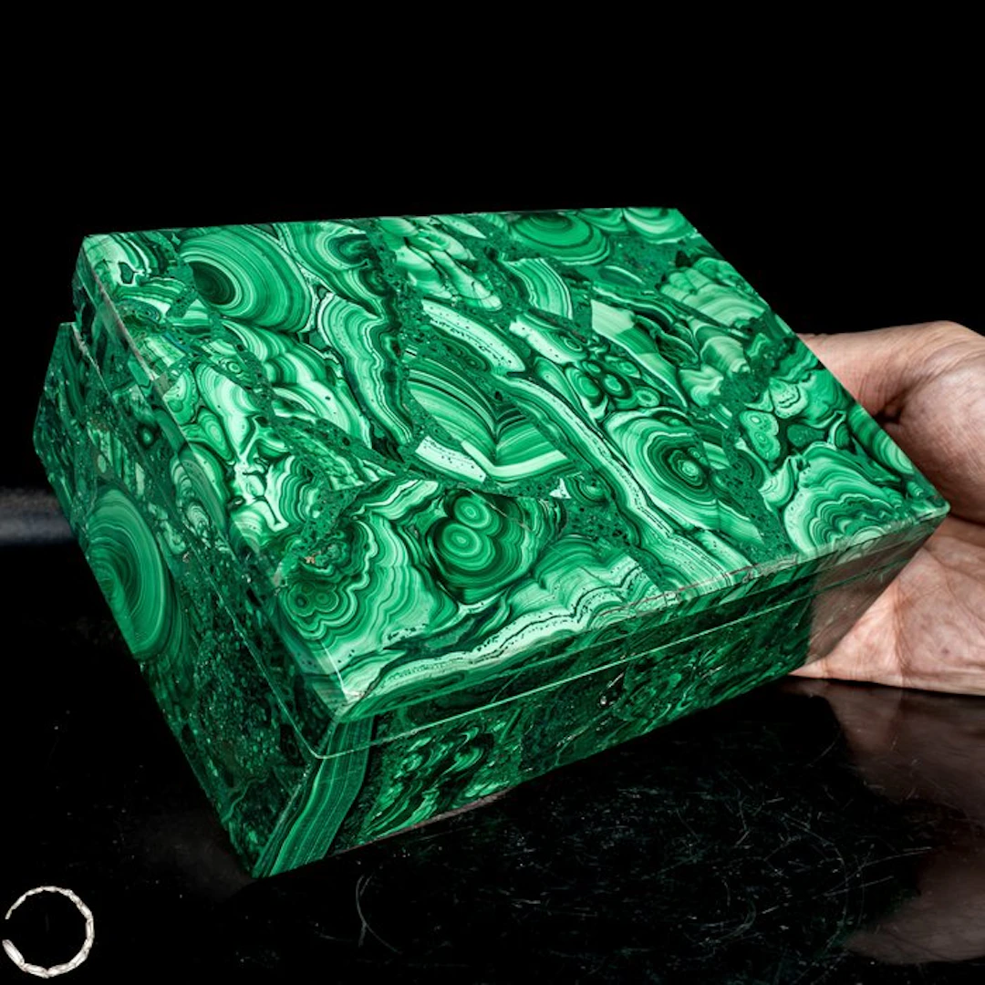 Natural malachite jewelry box – rare one-of-a-kind piece...