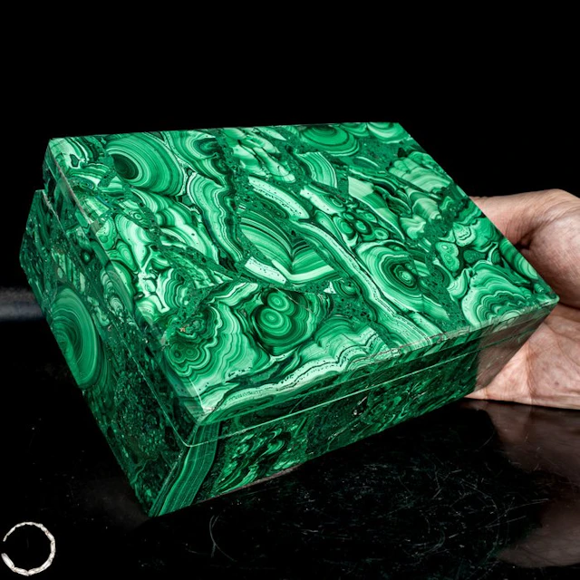 Natural malachite jewelry box – rare one-of-a-kind piece...