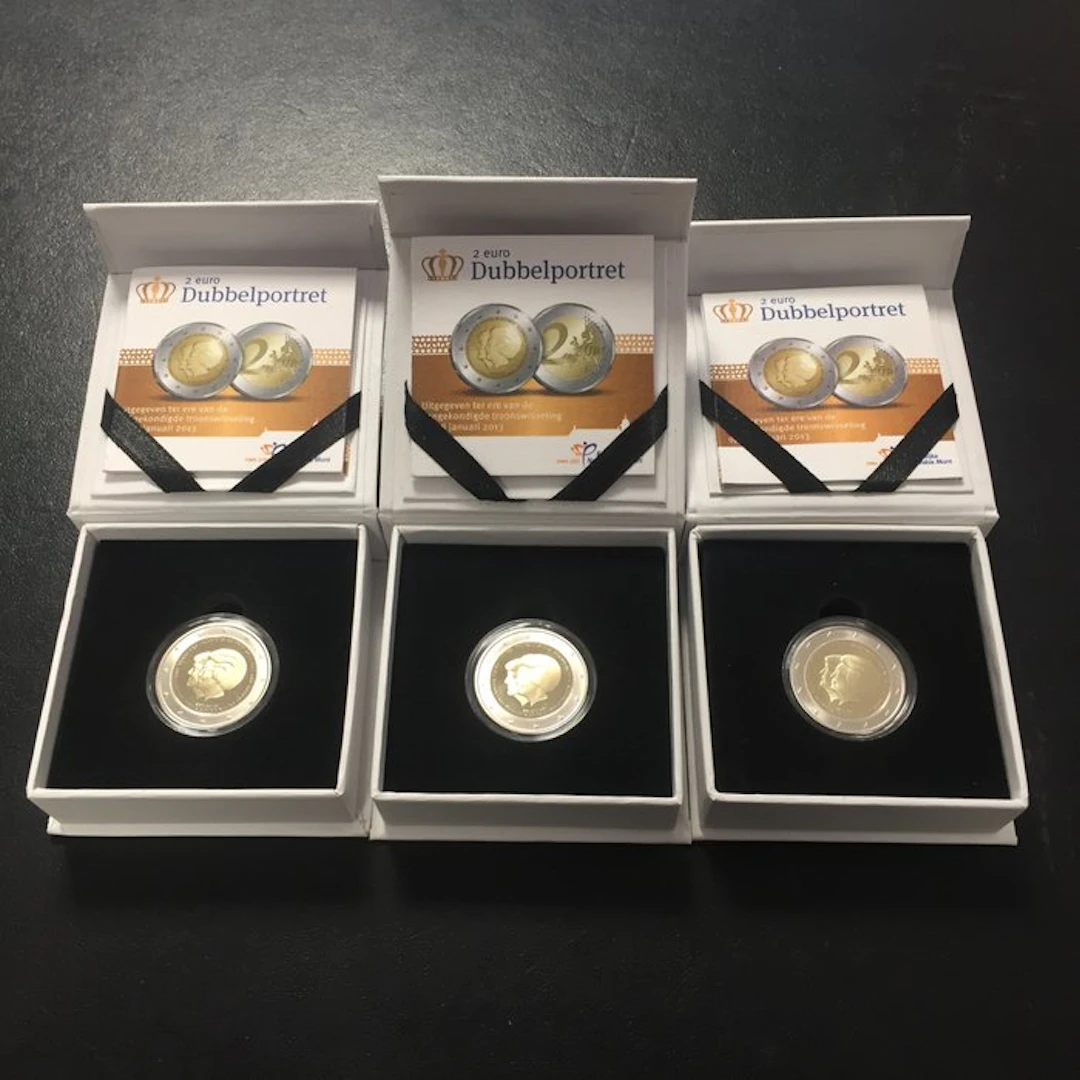 Netherlands. 2 Euro 2013 "Dubbelportret" (3 stuks) Proof (No reserve price)