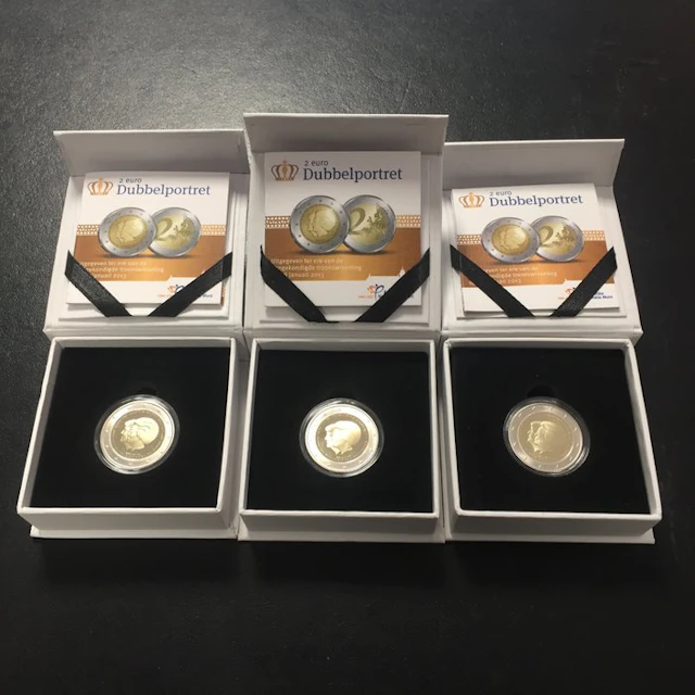 Netherlands. 2 Euro 2013 "Dubbelportret" (3 stuks) Proof (No reserve price)