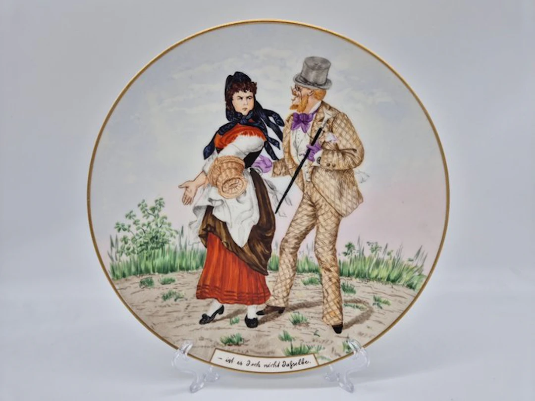 KPM Berlin - Antiker Bildteller mit Genreszene, Datiert 1885 - Plate