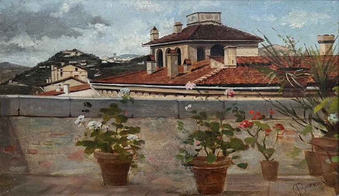 Odoardo Borrani (1833-1905), Attributed to - Colline di Fiesole