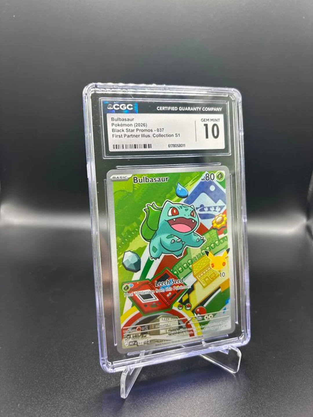 Pokémon - 1 Graded card - Bulbasaur #037 First partner Series 1 Foil - CGC 10